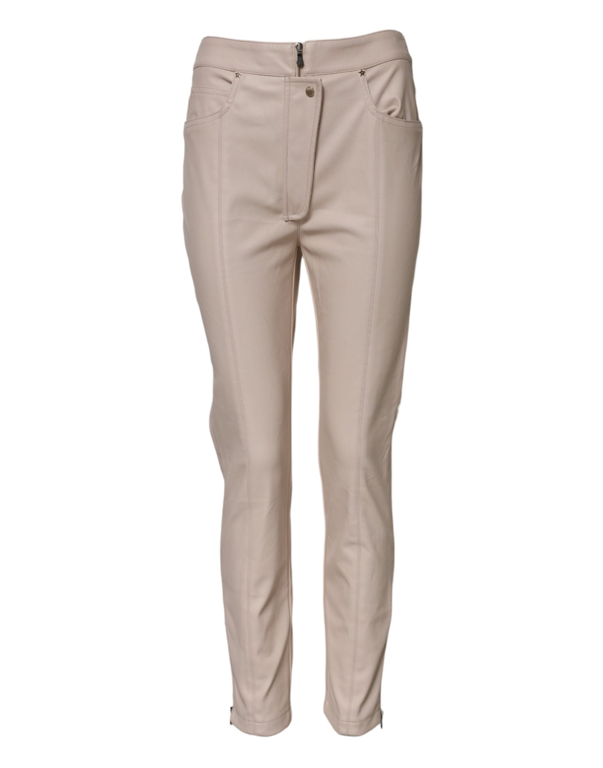Elisabetta Franchi Beige High Waist Tapered Pants