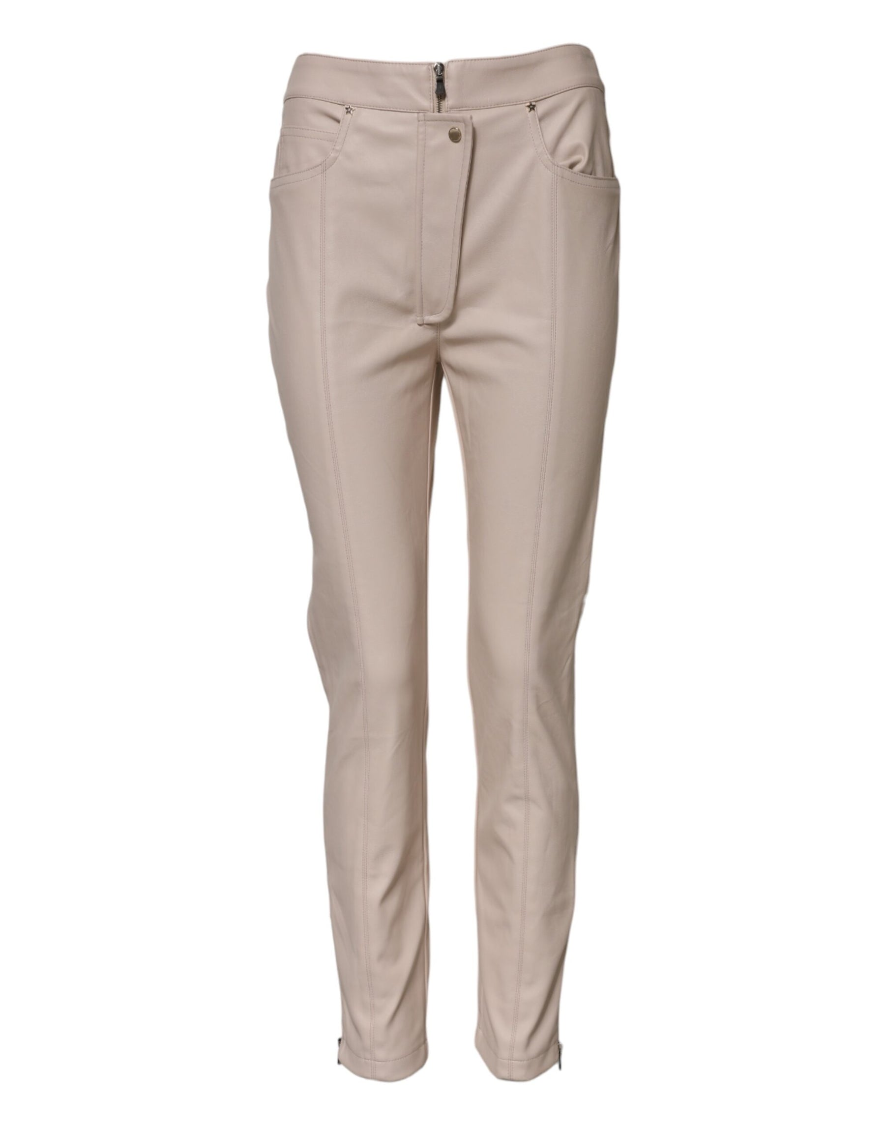 Elisabetta Franchi Beige High Waist Tapered Pants | Regal Royce