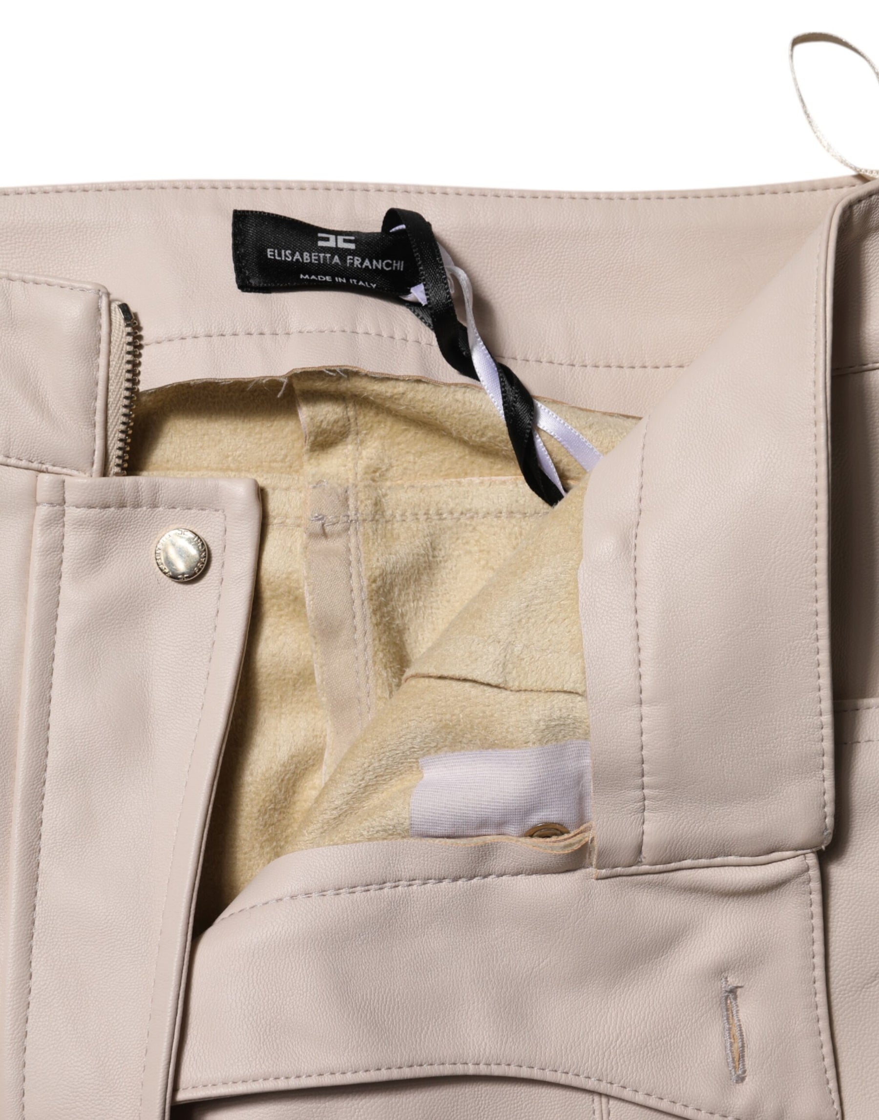 Elisabetta Franchi Beige High Waist Tapered Pants | Regal Royce