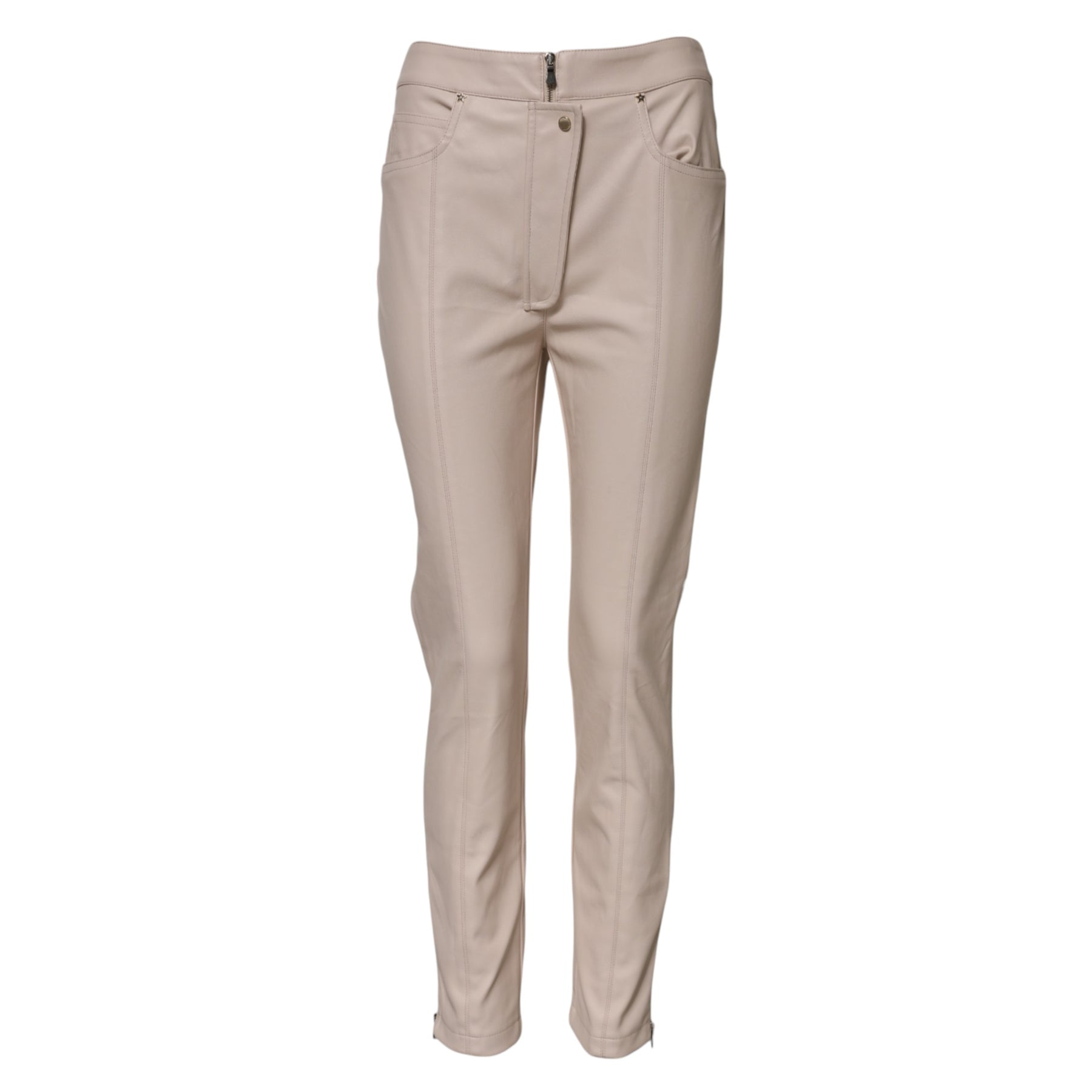 Elisabetta Franchi Beige High Waist Tapered Pants | Regal Royce