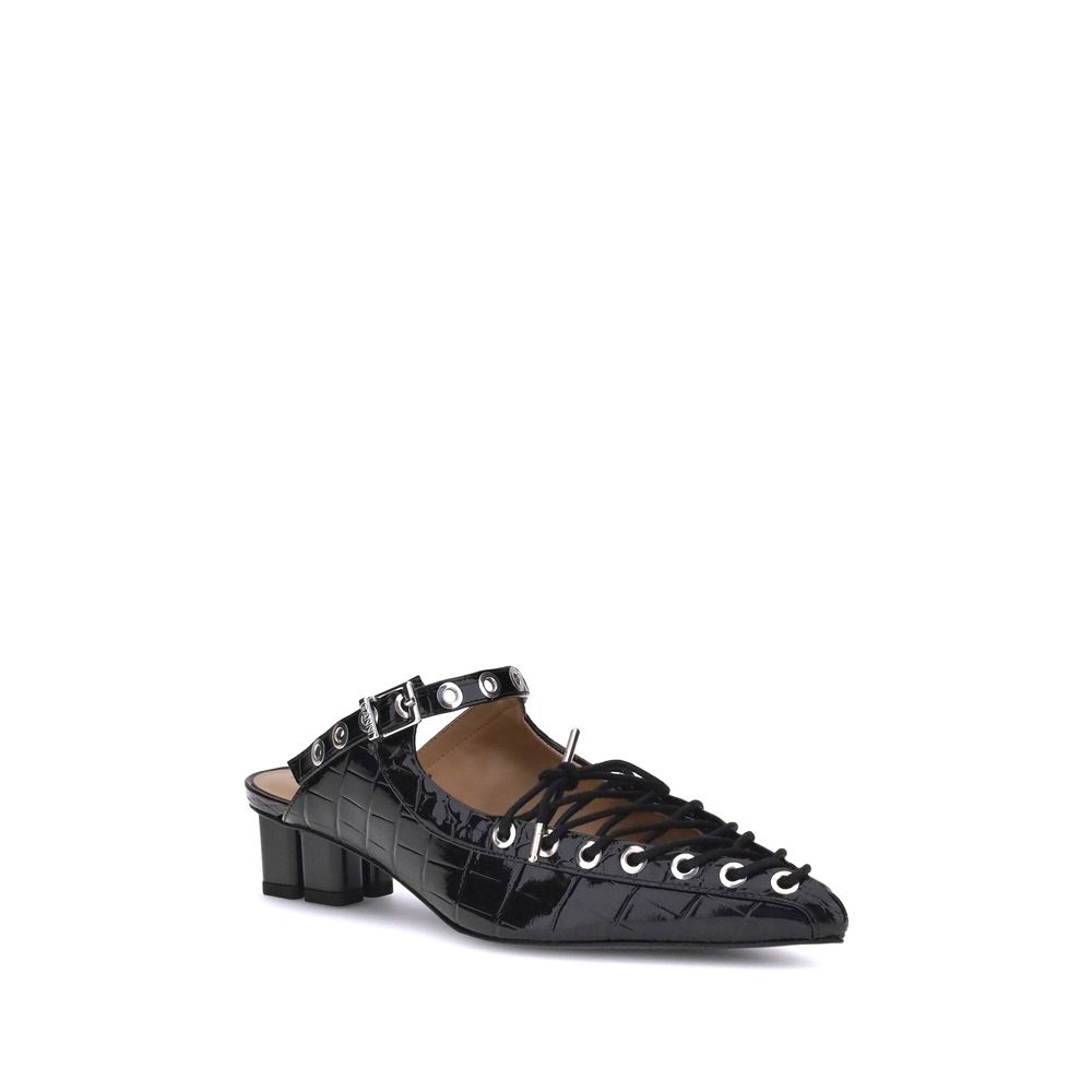 Ganni Black Polyethylene Mules | Regal Royce
