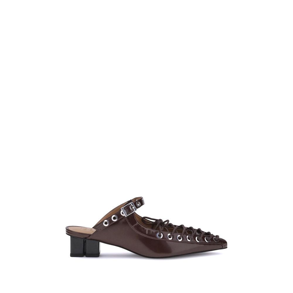 Ganni Brown Polyethylene Mules | Regal Royce