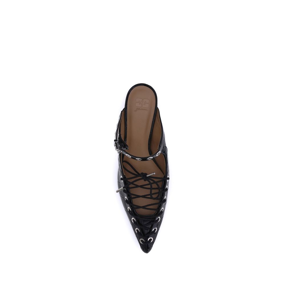 Ganni Black Polyethylene Mules | Regal Royce