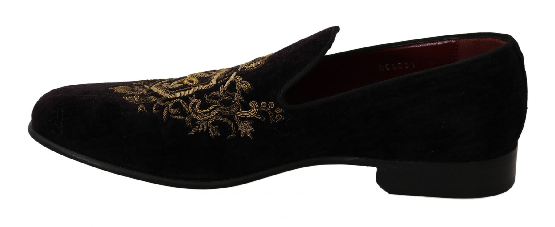 Dolce & Gabbana Loafers Black Velvet Gold Crown | Regal Royce