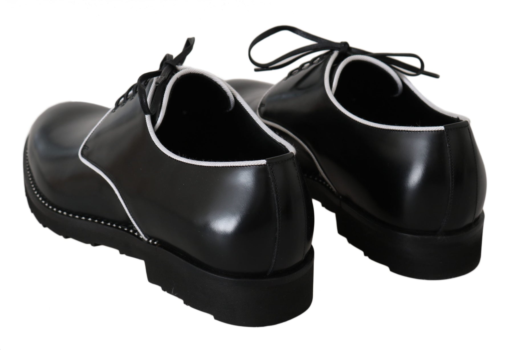 Dolce & Gabbana Black Leather White Line Dress Derby Shoes | Regal Royce