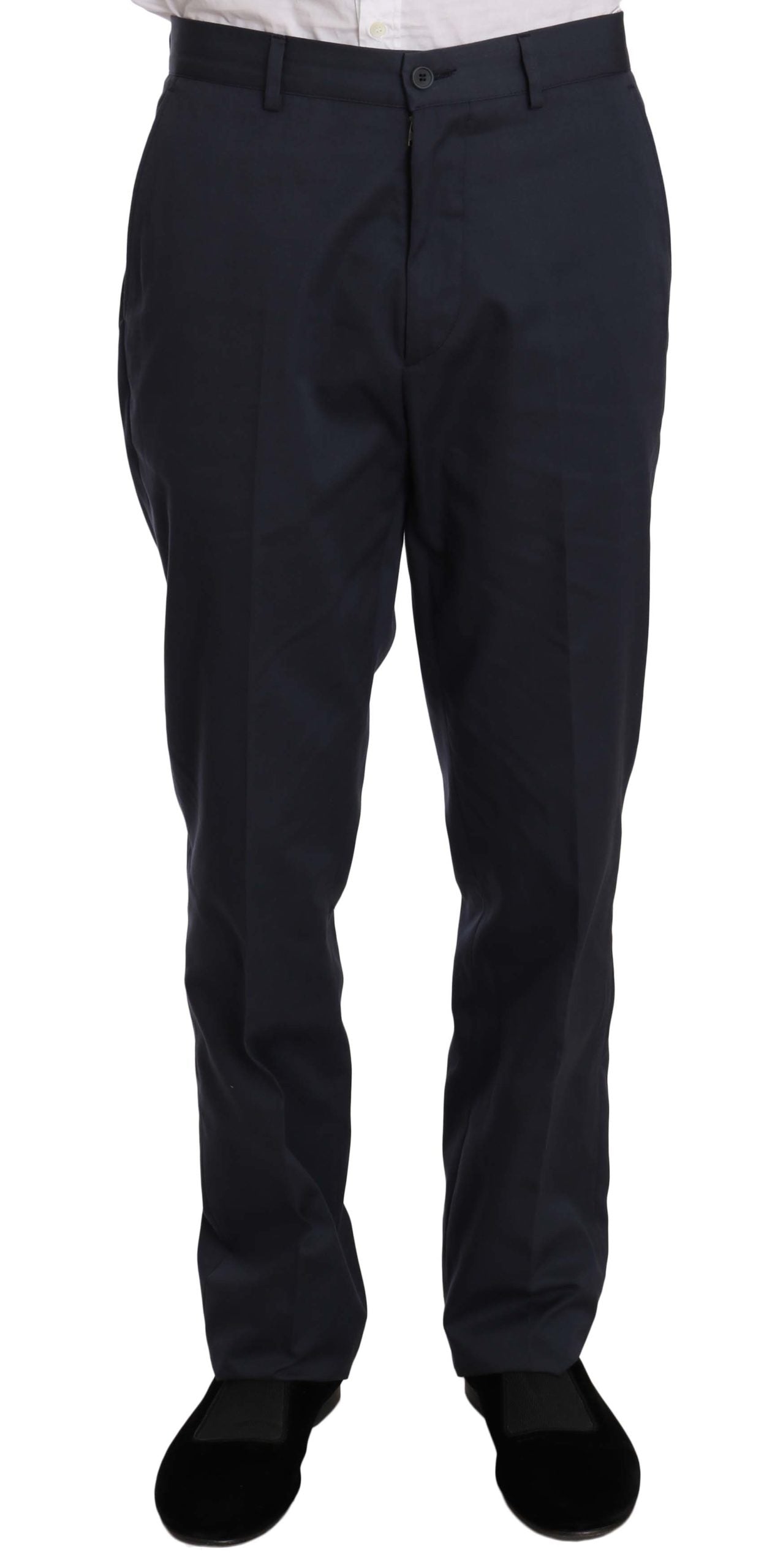 Romeo Gigli Two Piece 3 Button Cotton Blue Solid Suit | Regal Royce