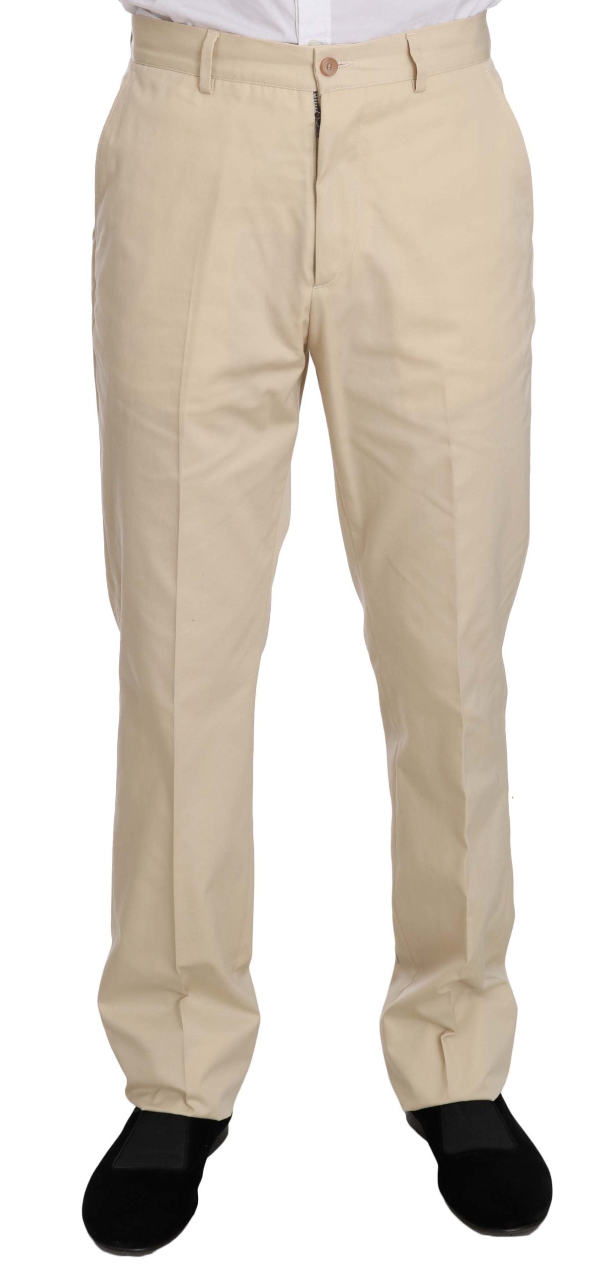 Romeo Gigli Two Piece 3 Button Beige Cotton Solid Suit | Regal Royce