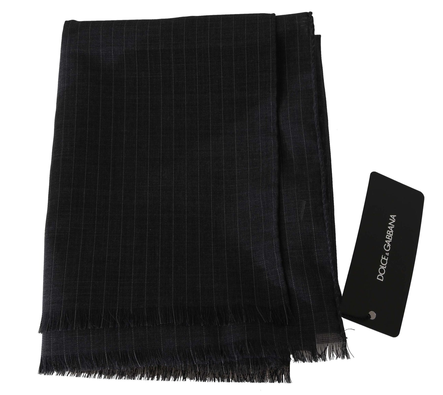 Dolce & Gabbana Gray 100% Wool Striped Pattern Wrap Scarf | Regal Royce