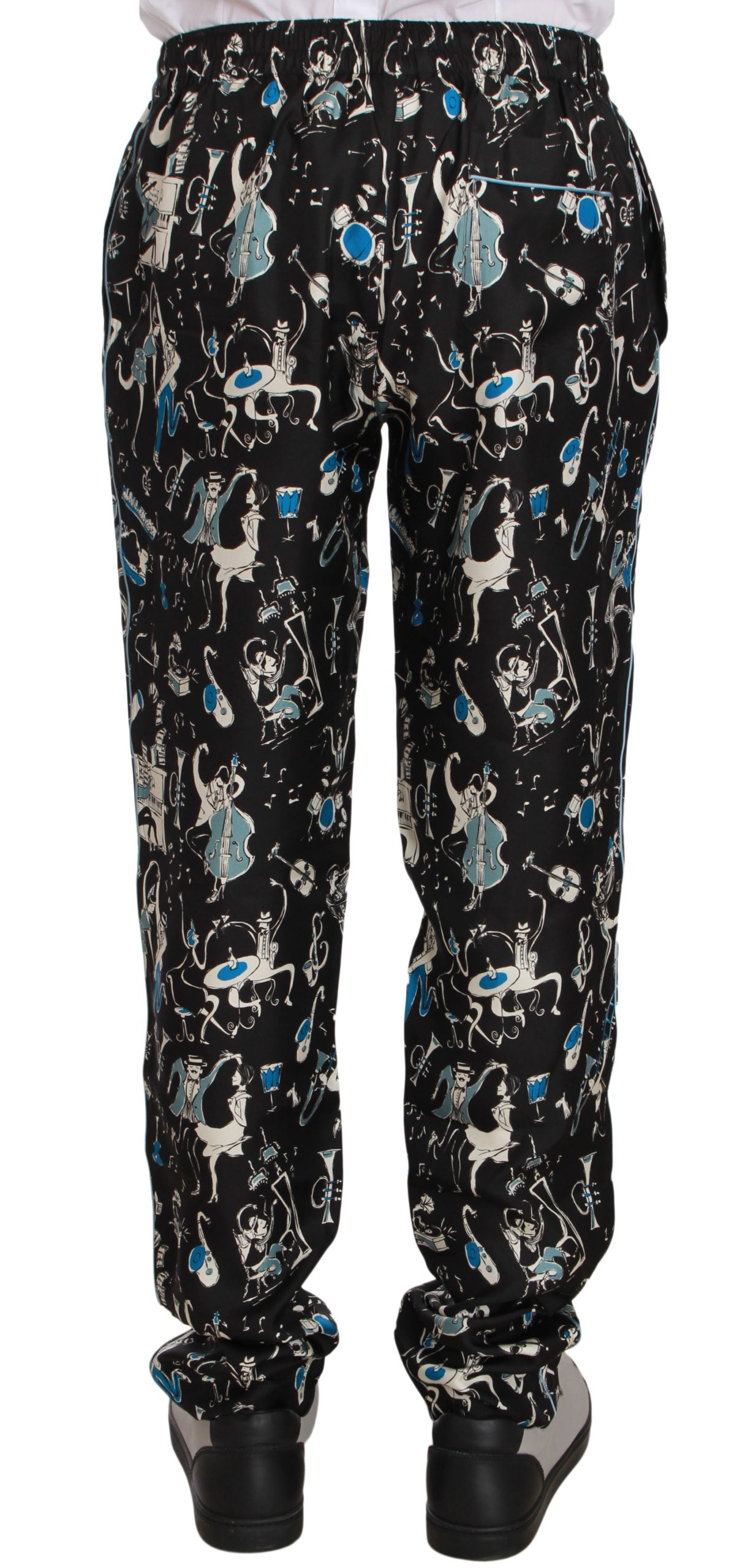Dolce & Gabbana Black Musical Instrument Sleepwear Pants | Regal Royce