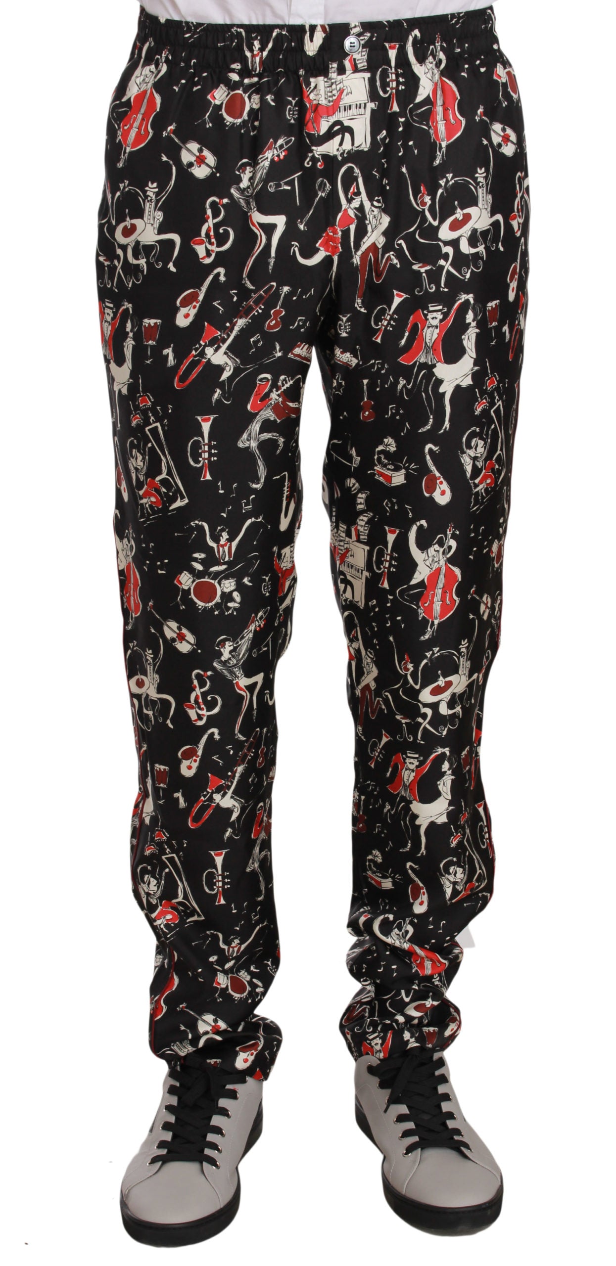 Dolce & Gabbana Red Musical Instrument Print Sleepwear Pants | Regal Royce