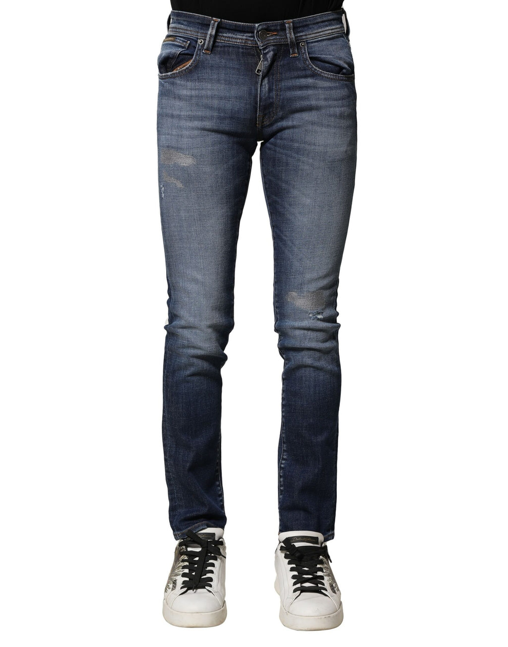 Dolce & Gabbana Blue Washed Cotton Slim Fit Men Denim Jeans