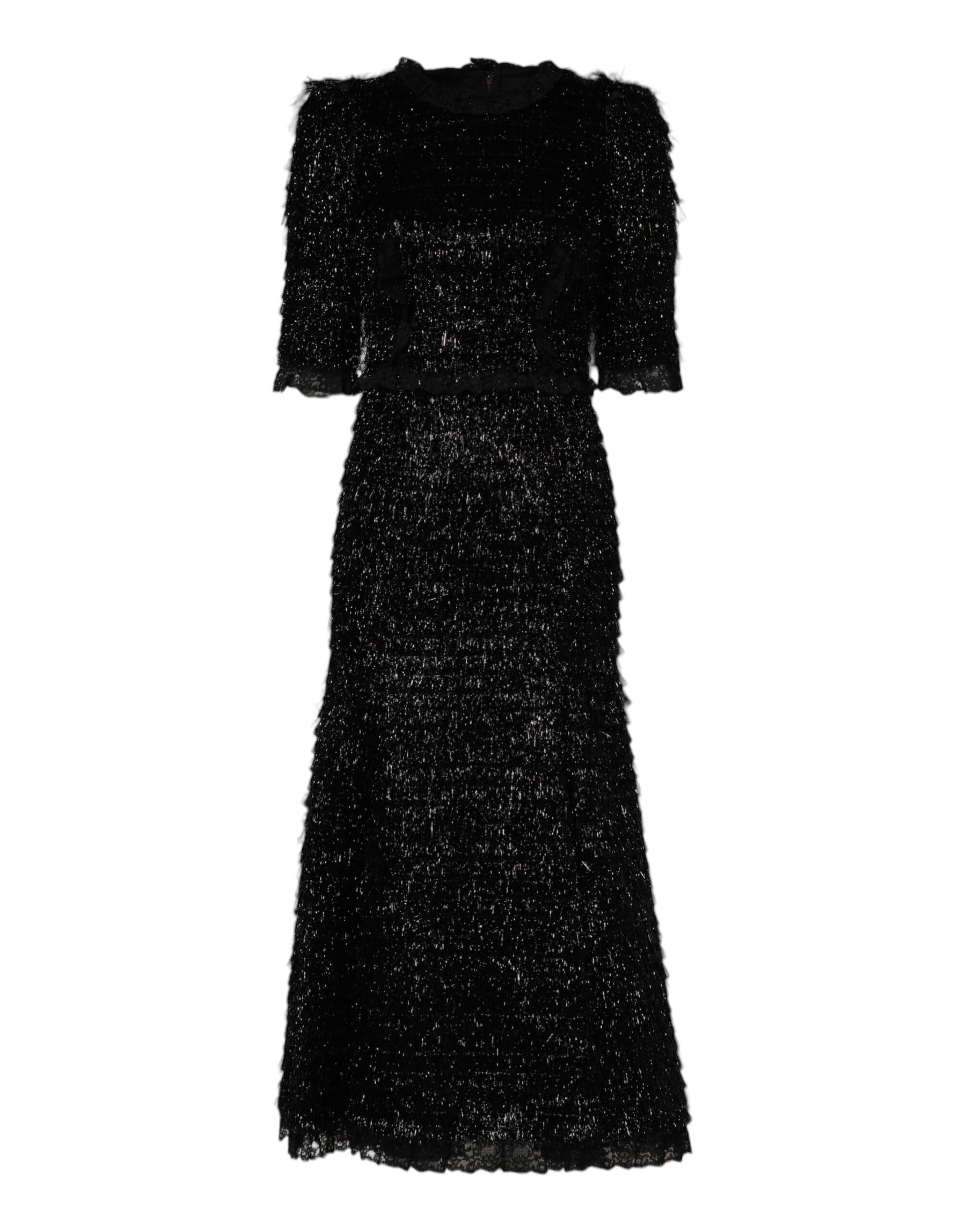 Dolce & Gabbana Metallic Black Polyester A-line Midi Dress | Regal Royce