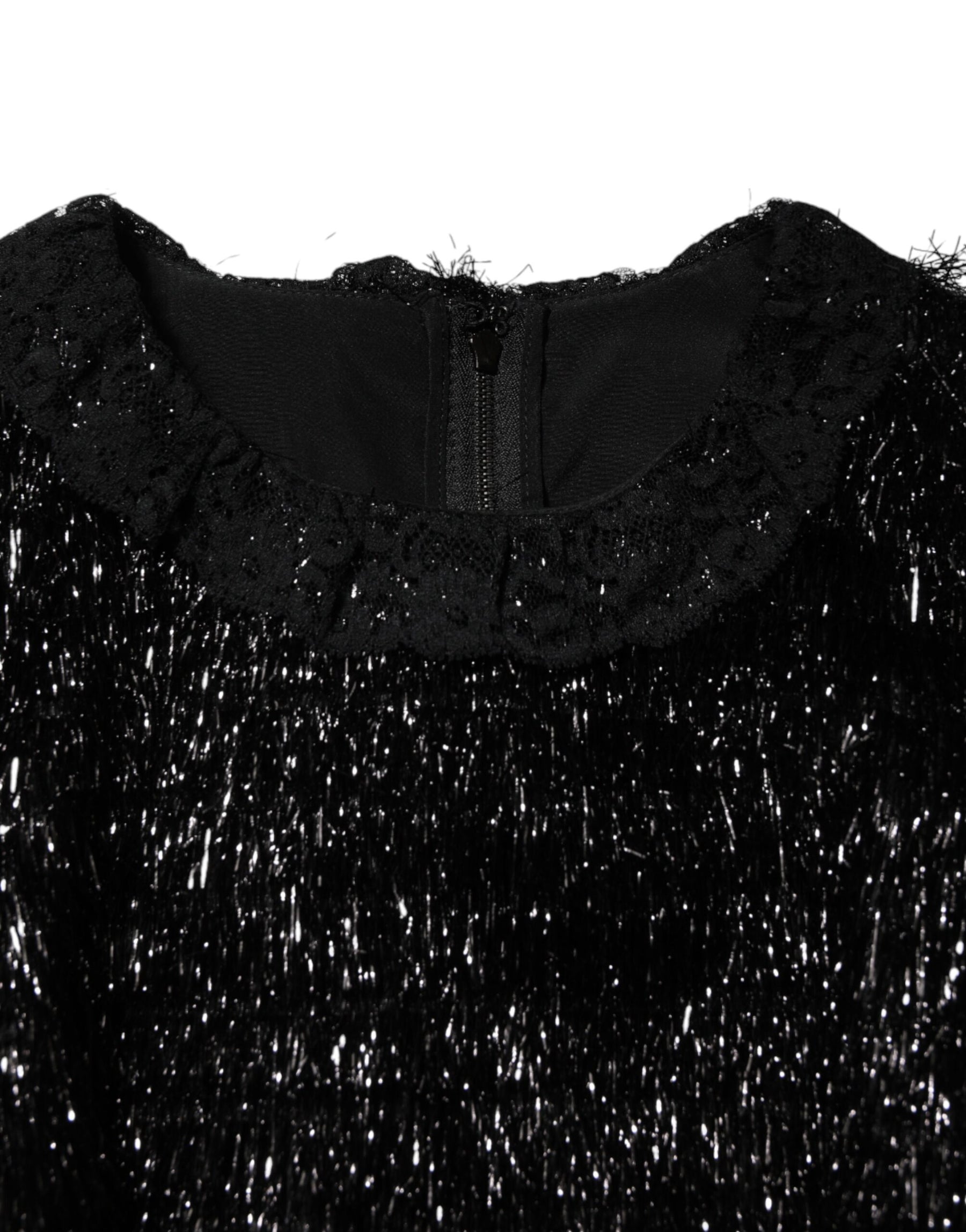 Dolce & Gabbana Metallic Black Polyester A-line Midi Dress | Regal Royce