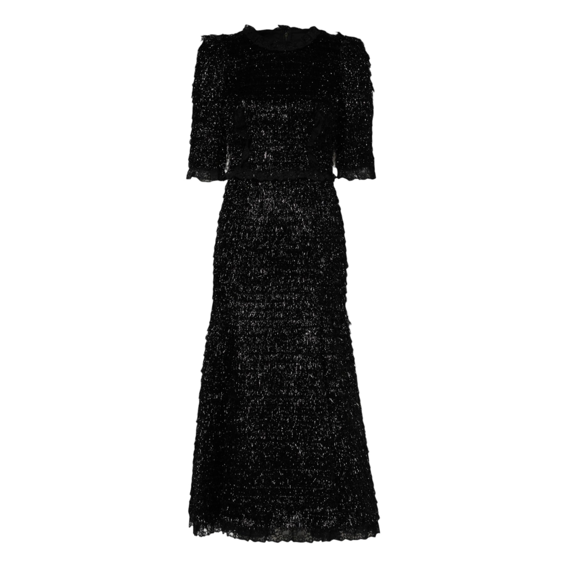 Dolce & Gabbana Metallic Black Polyester A-line Midi Dress | Regal Royce