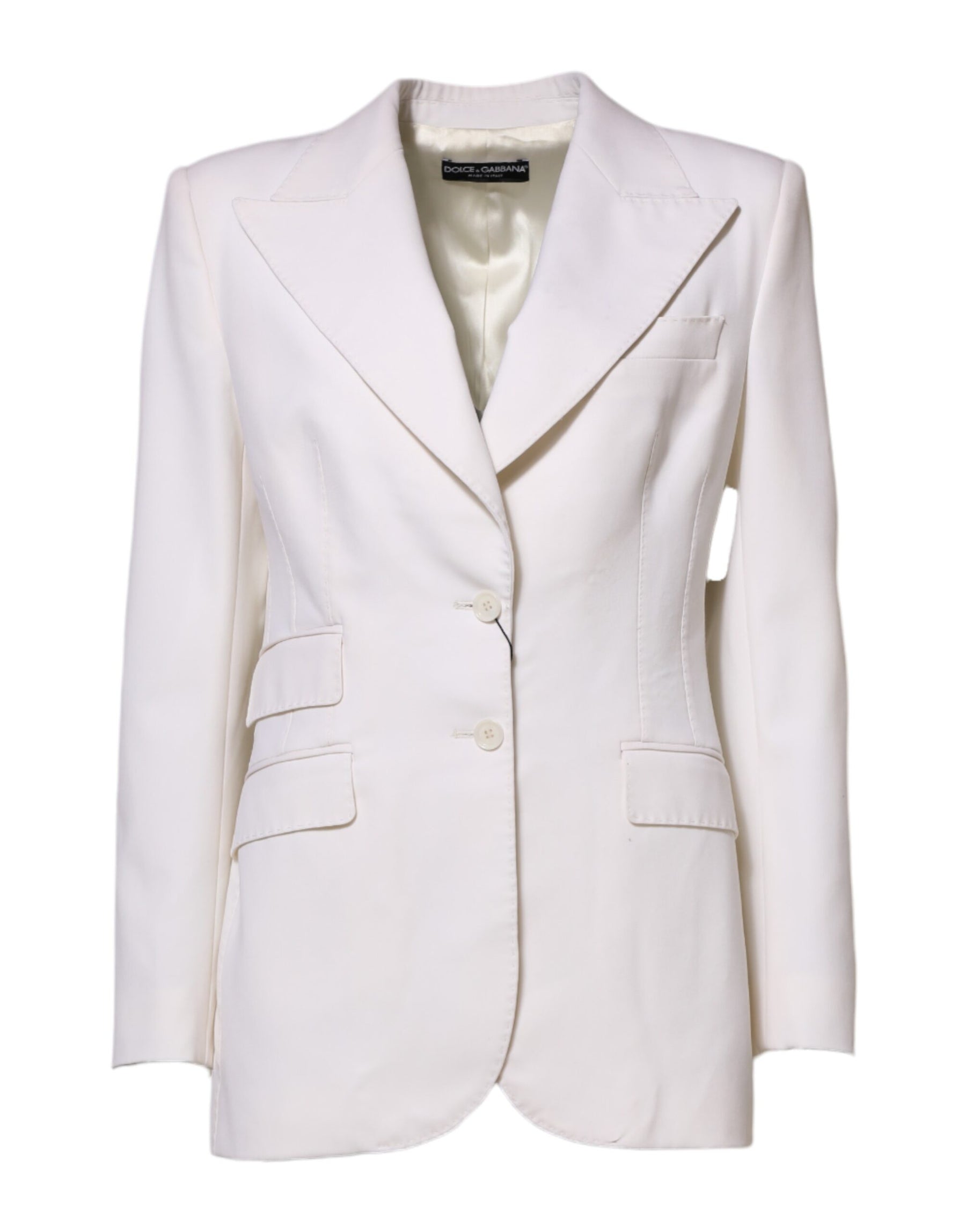 Dolce & Gabbana White Wool Single Breasted Women Coat Jacket | Regal Royce