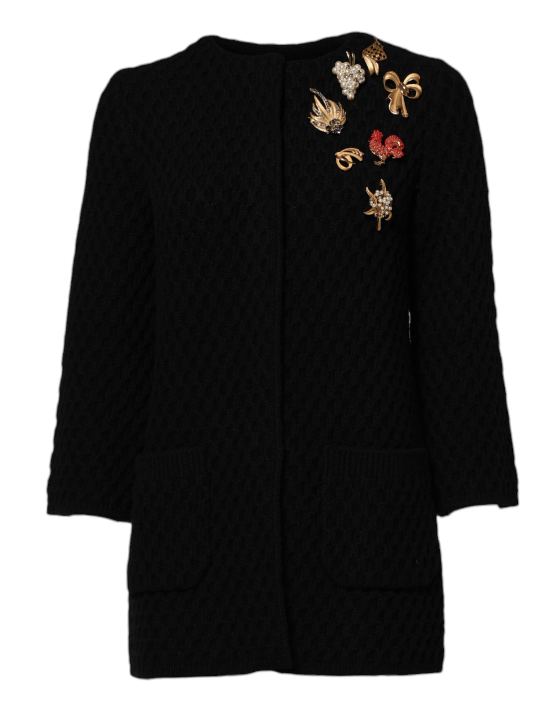 Dolce & Gabbana Black Cashmere Quilted Embellished Jacket | Regal Royce