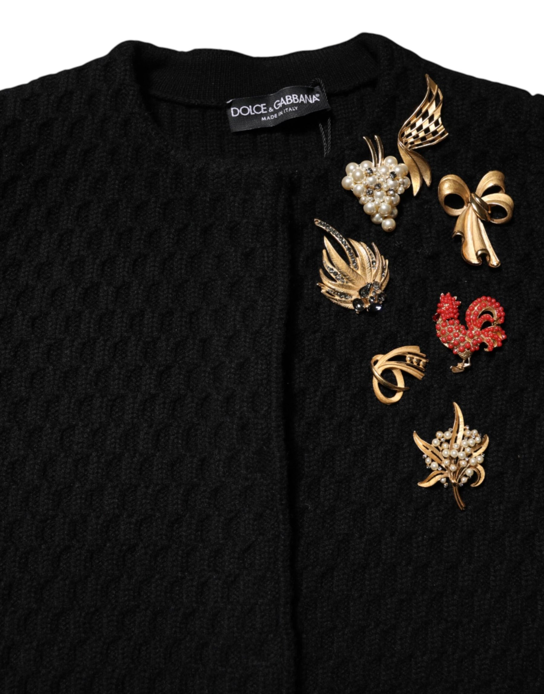 Dolce & Gabbana Black Cashmere Quilted Embellished Jacket | Regal Royce