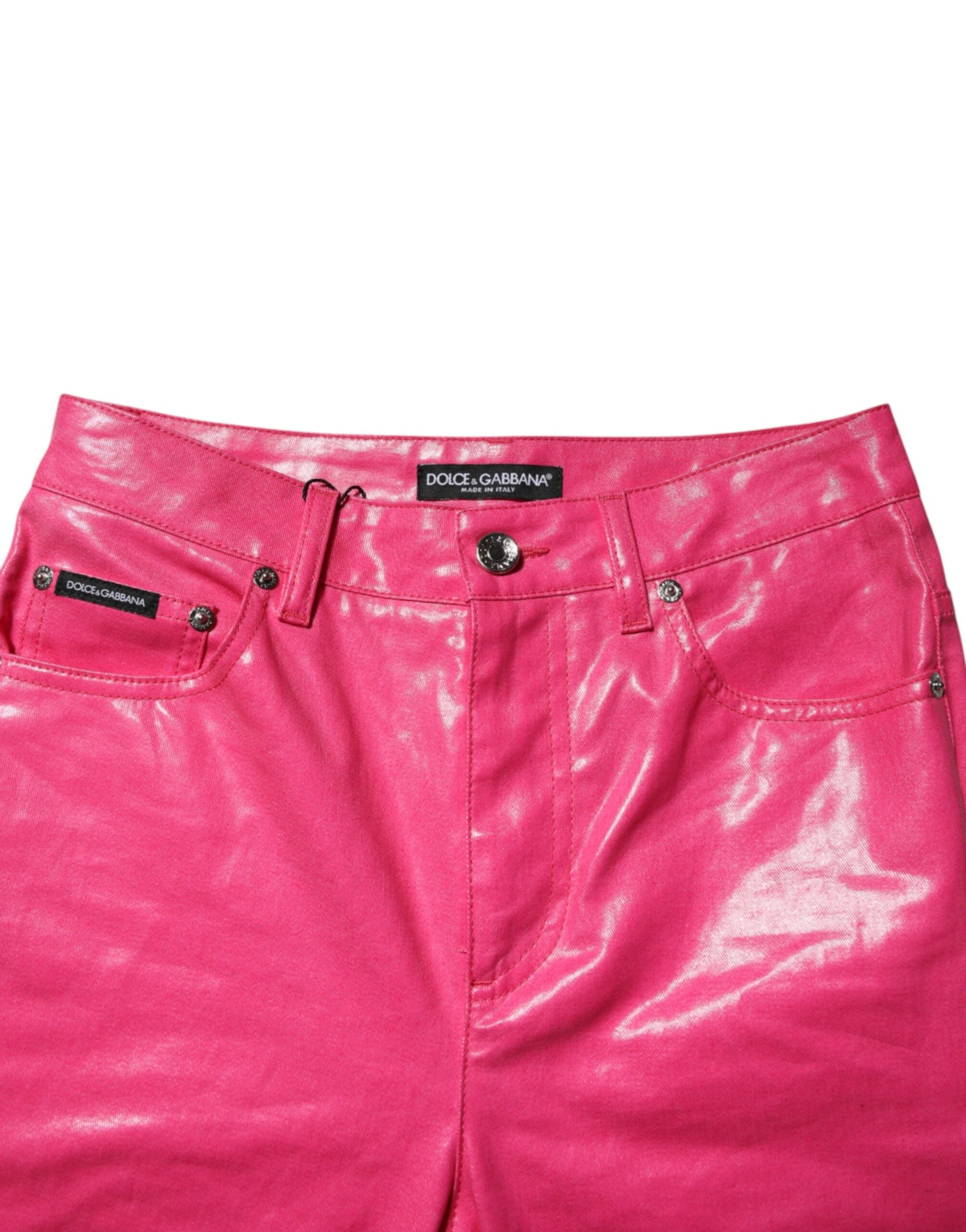 Dolce & Gabbana Pink Cotton High Waisted Skinny Denim Jeans | Regal Royce