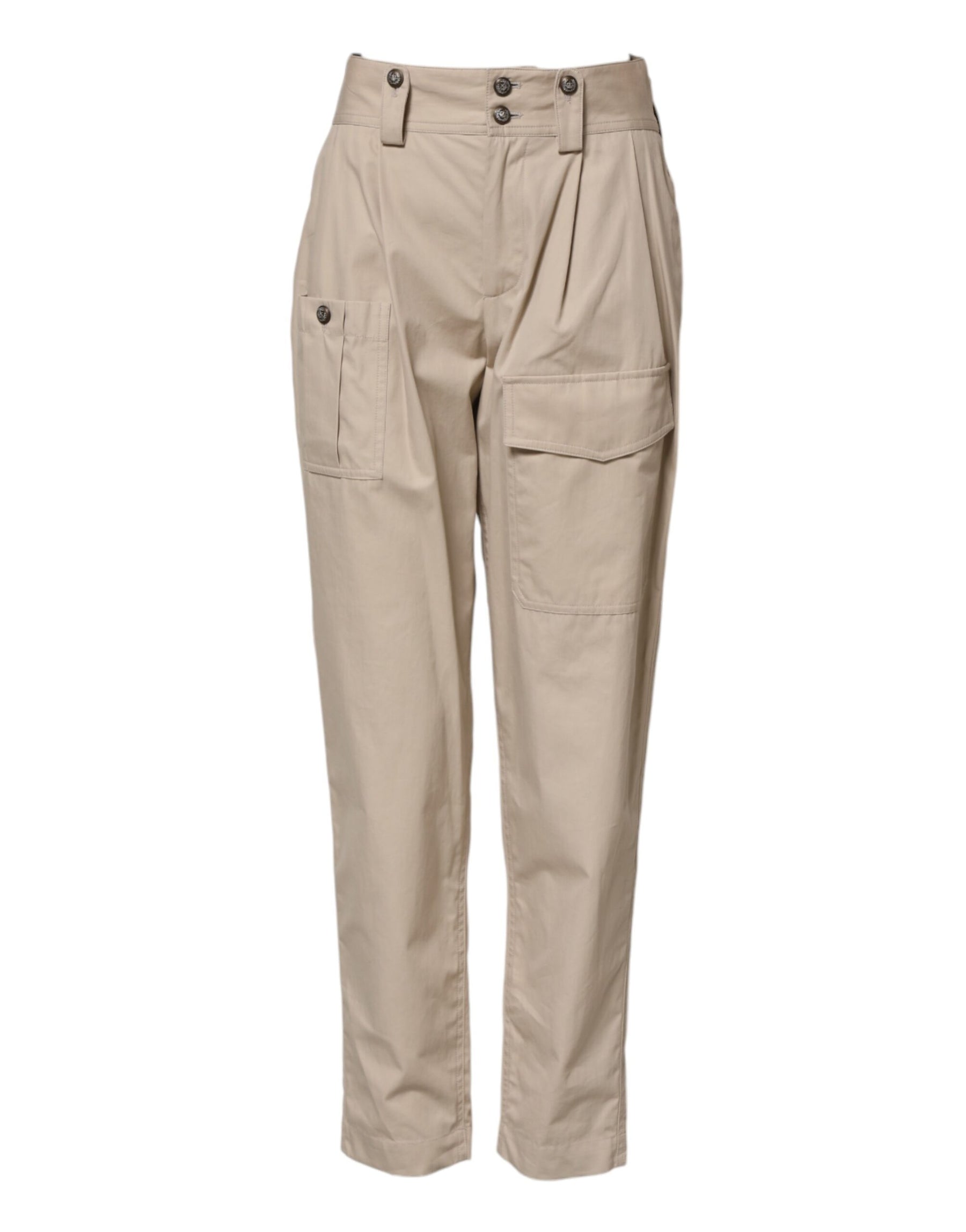 Dolce & Gabbana Beige Cotton High Waisted Pants | Regal Royce