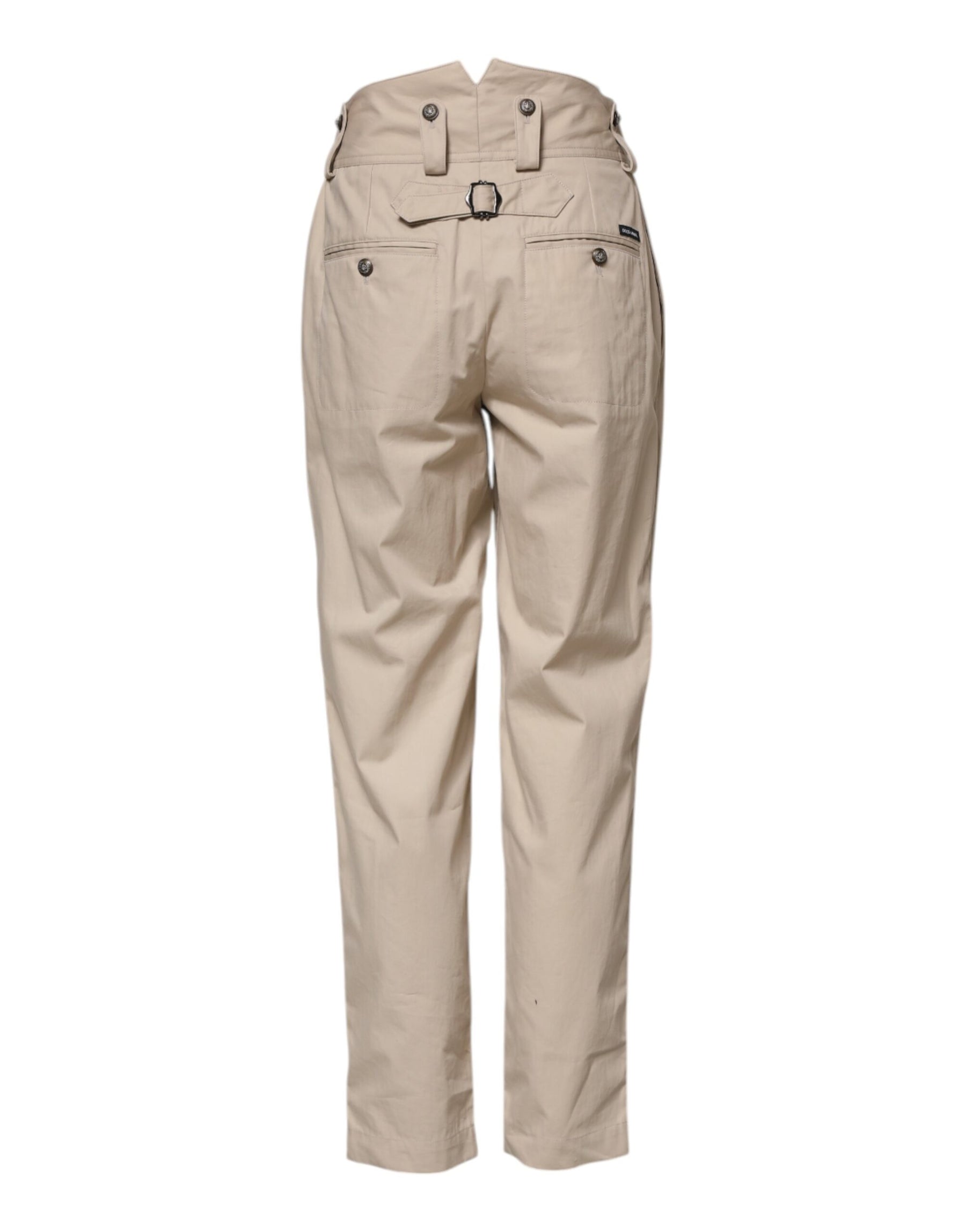Dolce & Gabbana Beige Cotton High Waisted Pants | Regal Royce