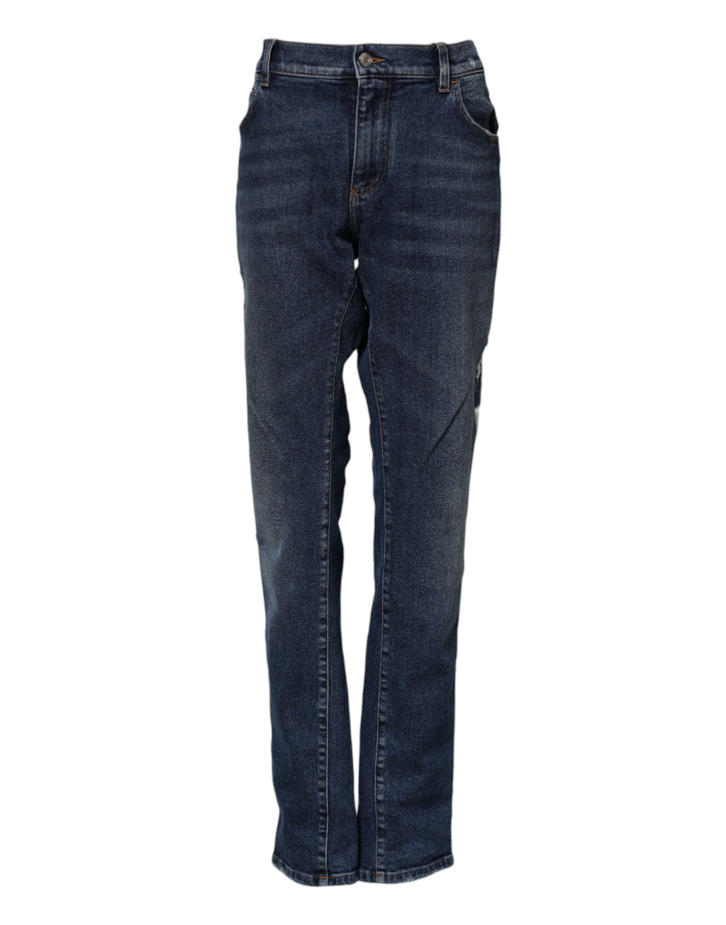 Dolce & Gabbana Blue Cotton Mid Waisted Straight Denim Jeans
