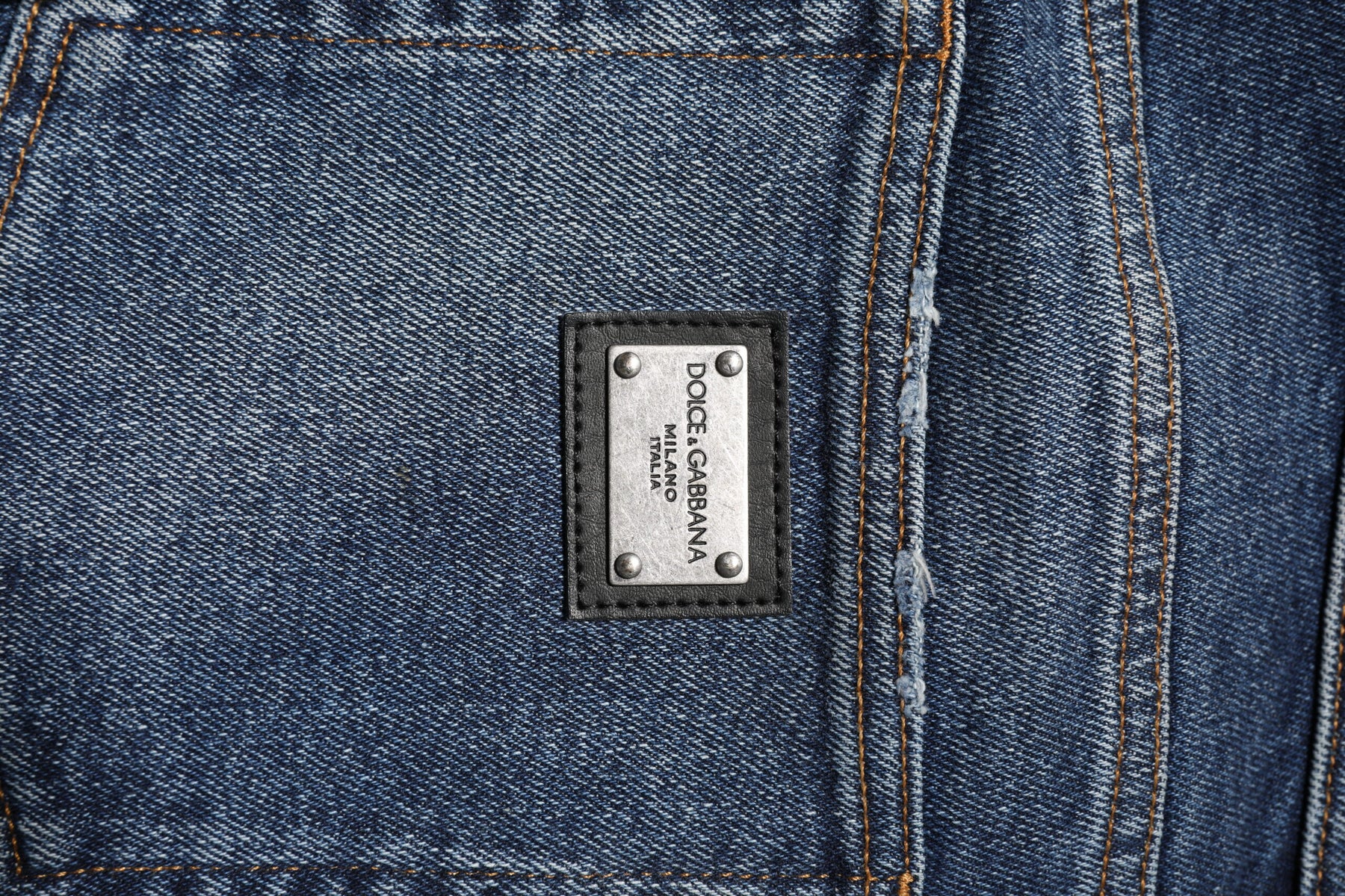 Dolce & Gabbana Blue Cotton Mid Waisted Straight Denim Jeans | Regal Royce