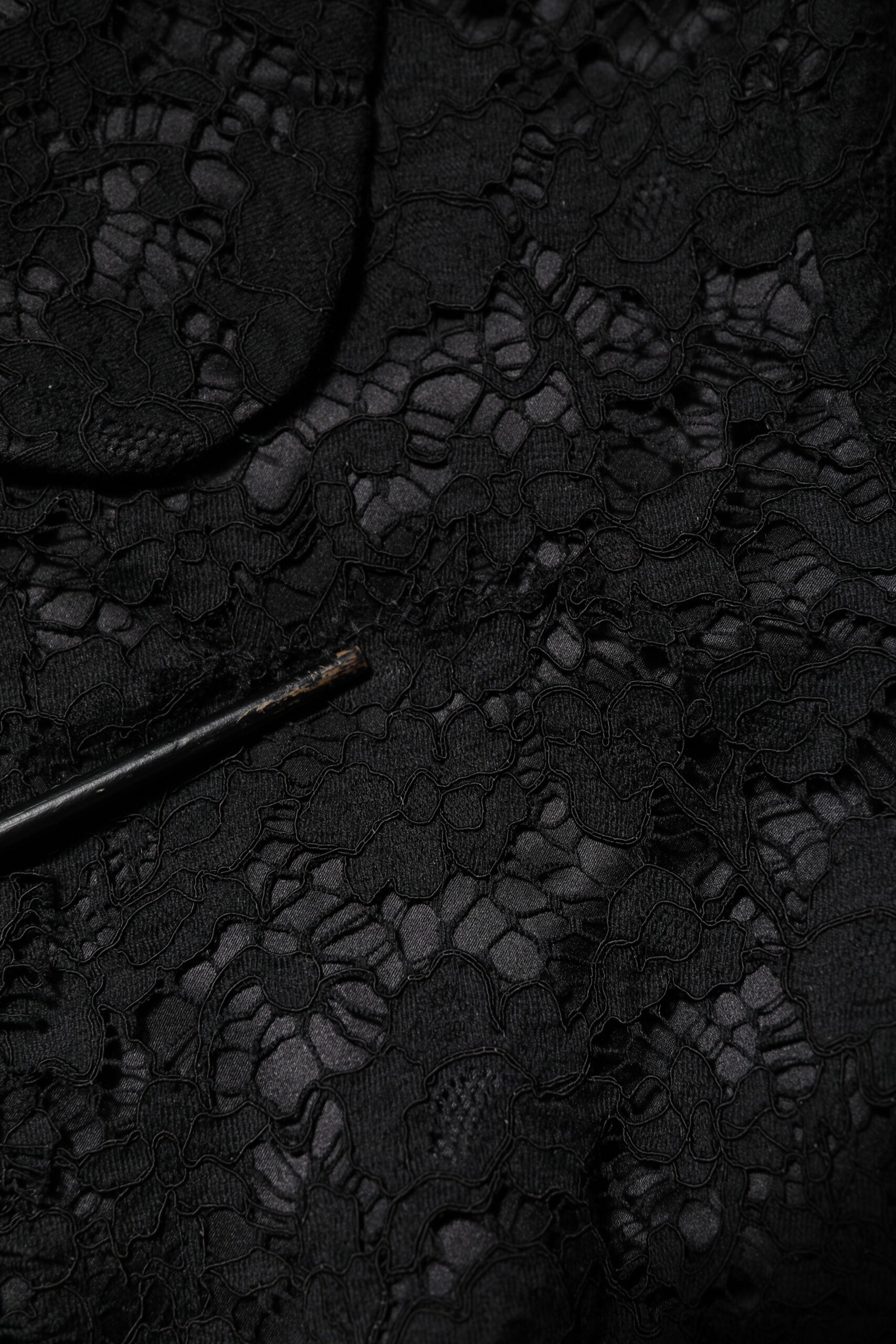 Dolce & Gabbana Black Floral Lace Cotton Collared Jacket | Regal Royce