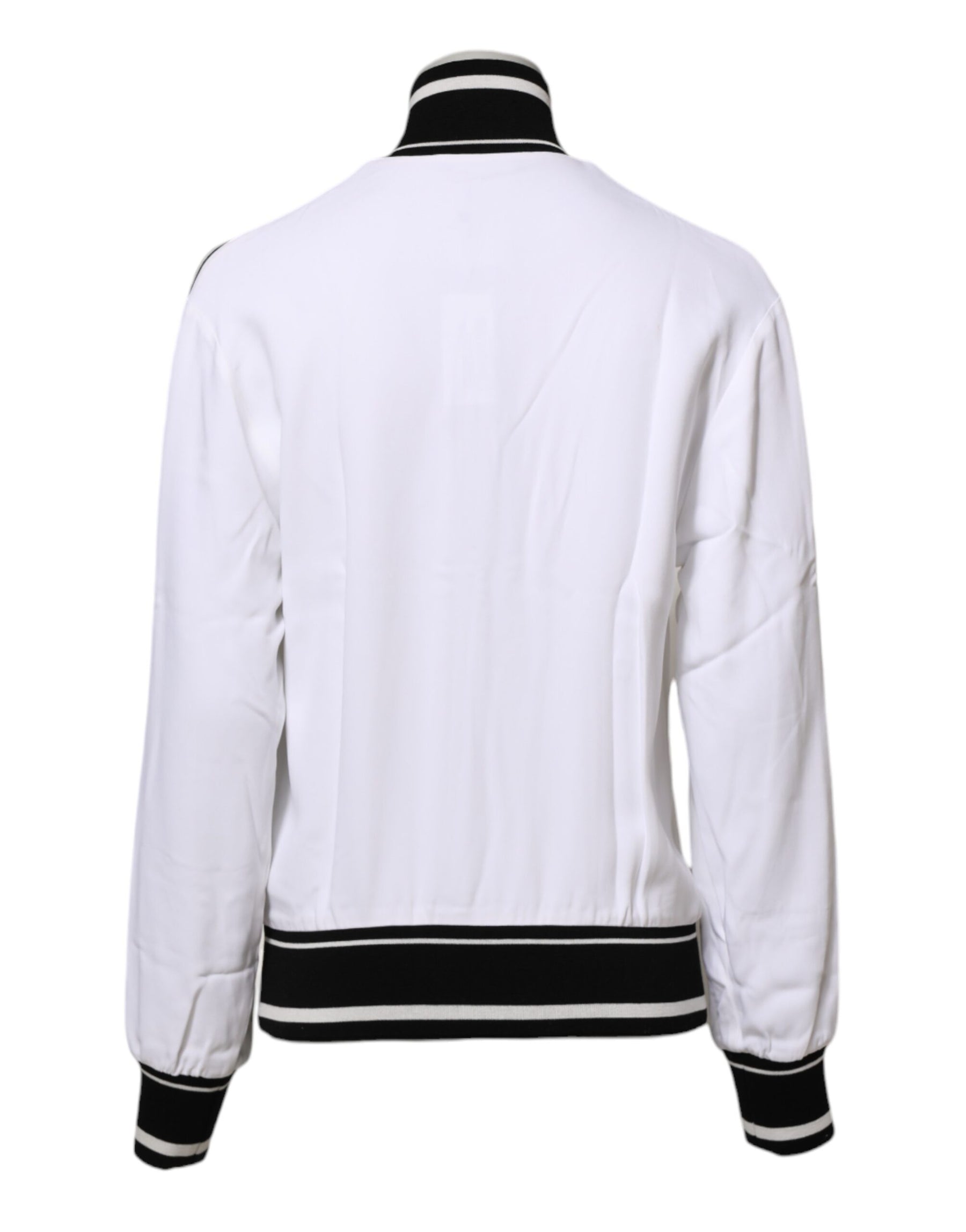 Dolce & Gabbana White Viscose Logo Women Full Zip Jacket | Regal Royce
