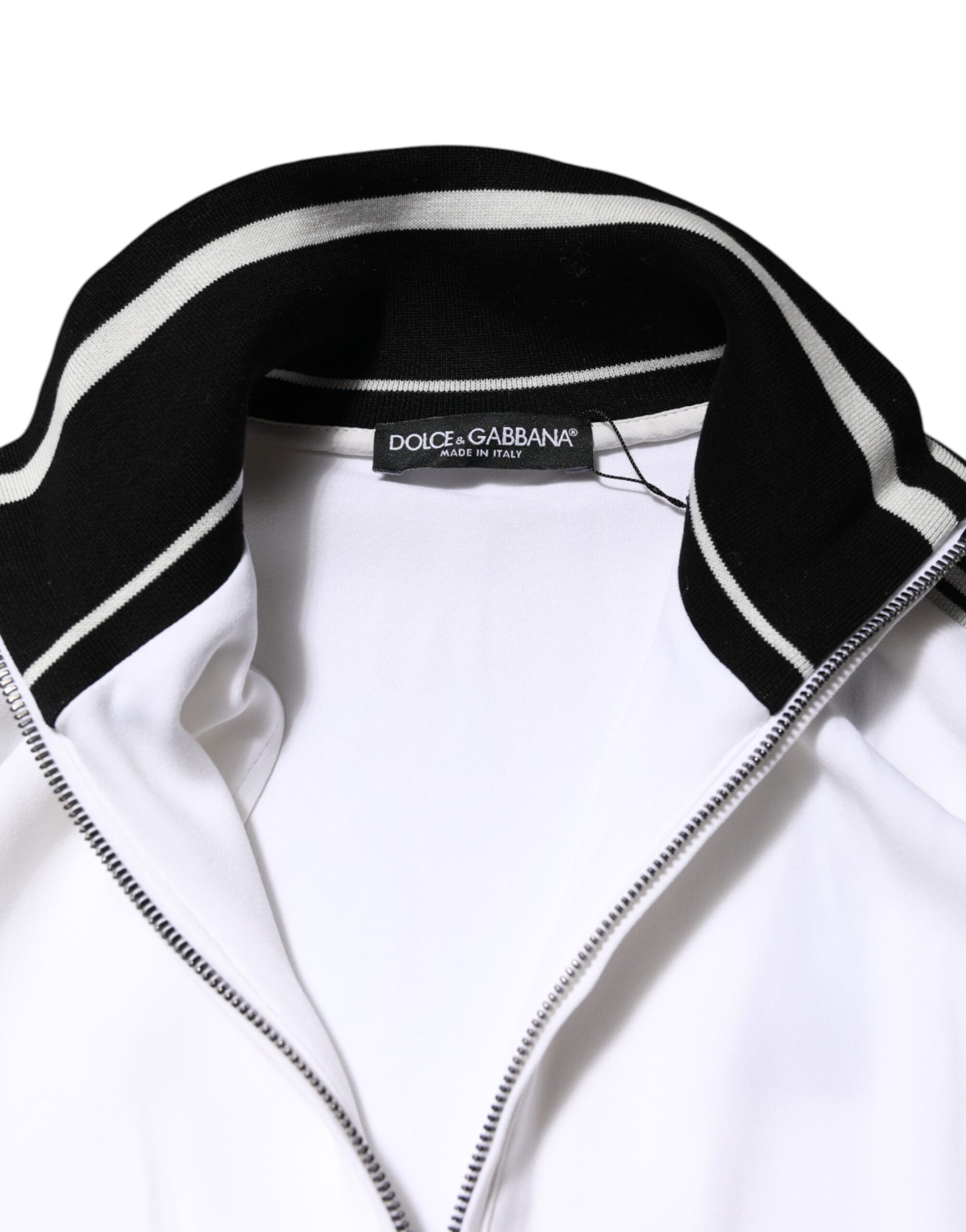 Dolce & Gabbana White Viscose Logo Women Full Zip Jacket | Regal Royce
