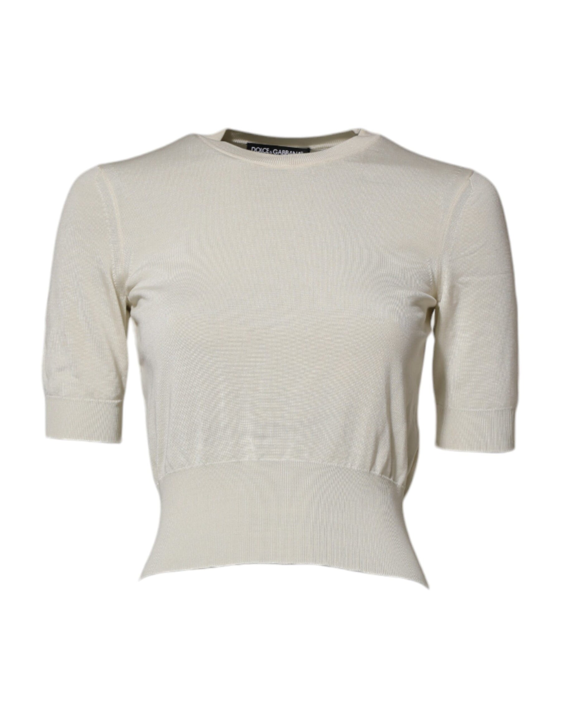 Dolce & Gabbana White Silk Short Sleeves Blouse Pullover Top | Regal Royce