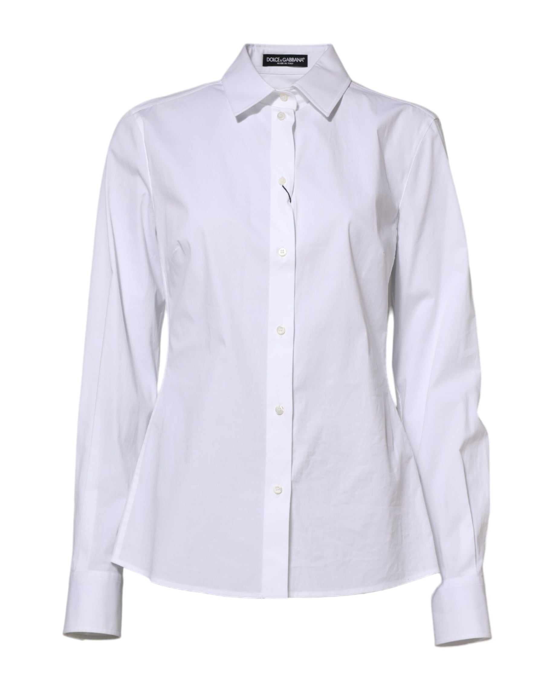 Dolce & Gabbana White Cotton Long Sleeves Collared Shirt Top | Regal Royce