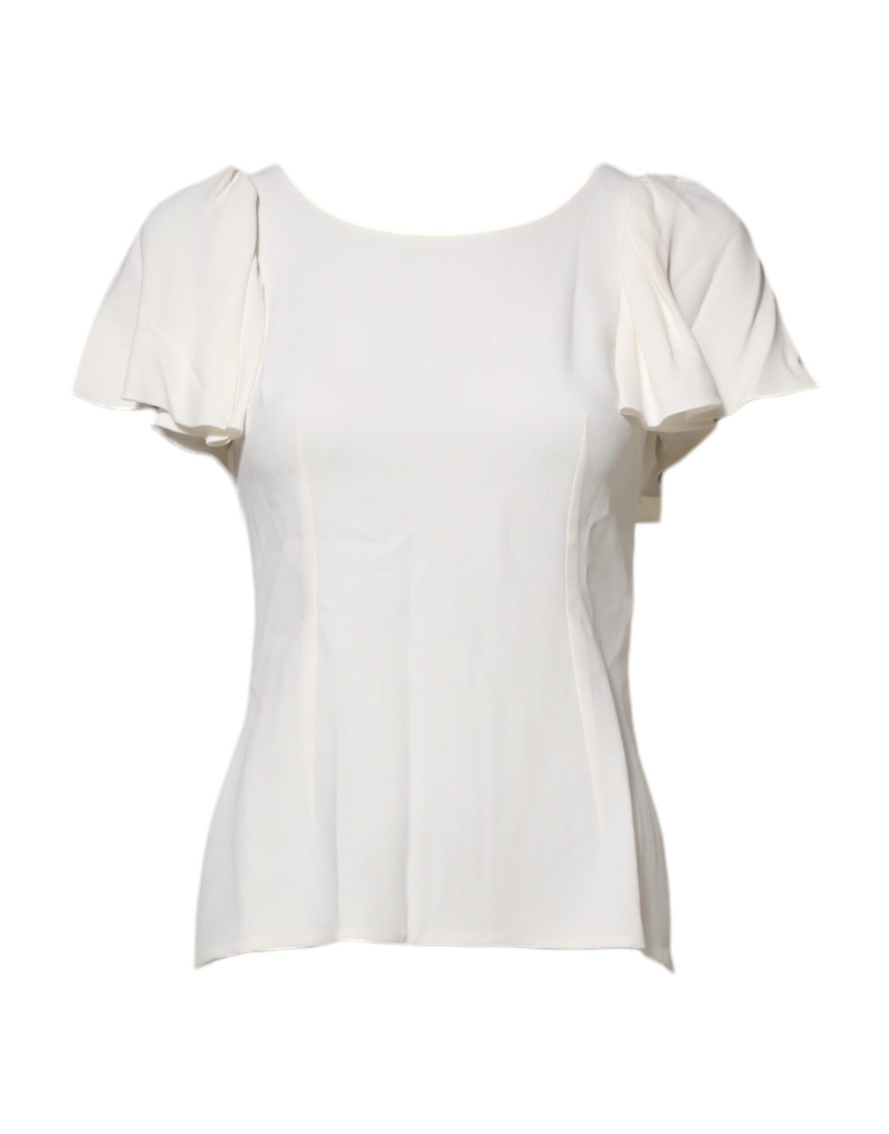 Dolce & Gabbana White Round Neck Short Sleeves Blouse Top | Regal Royce