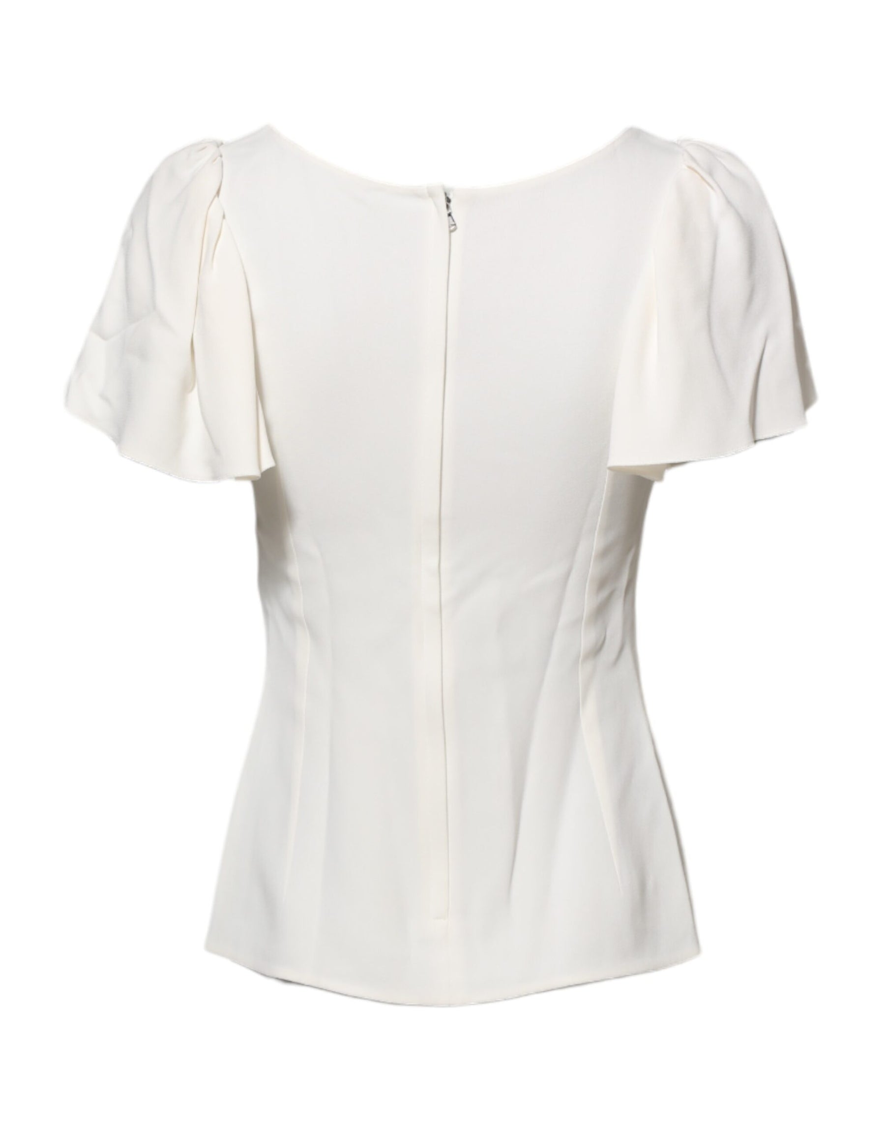 Dolce & Gabbana White Round Neck Short Sleeves Blouse Top | Regal Royce
