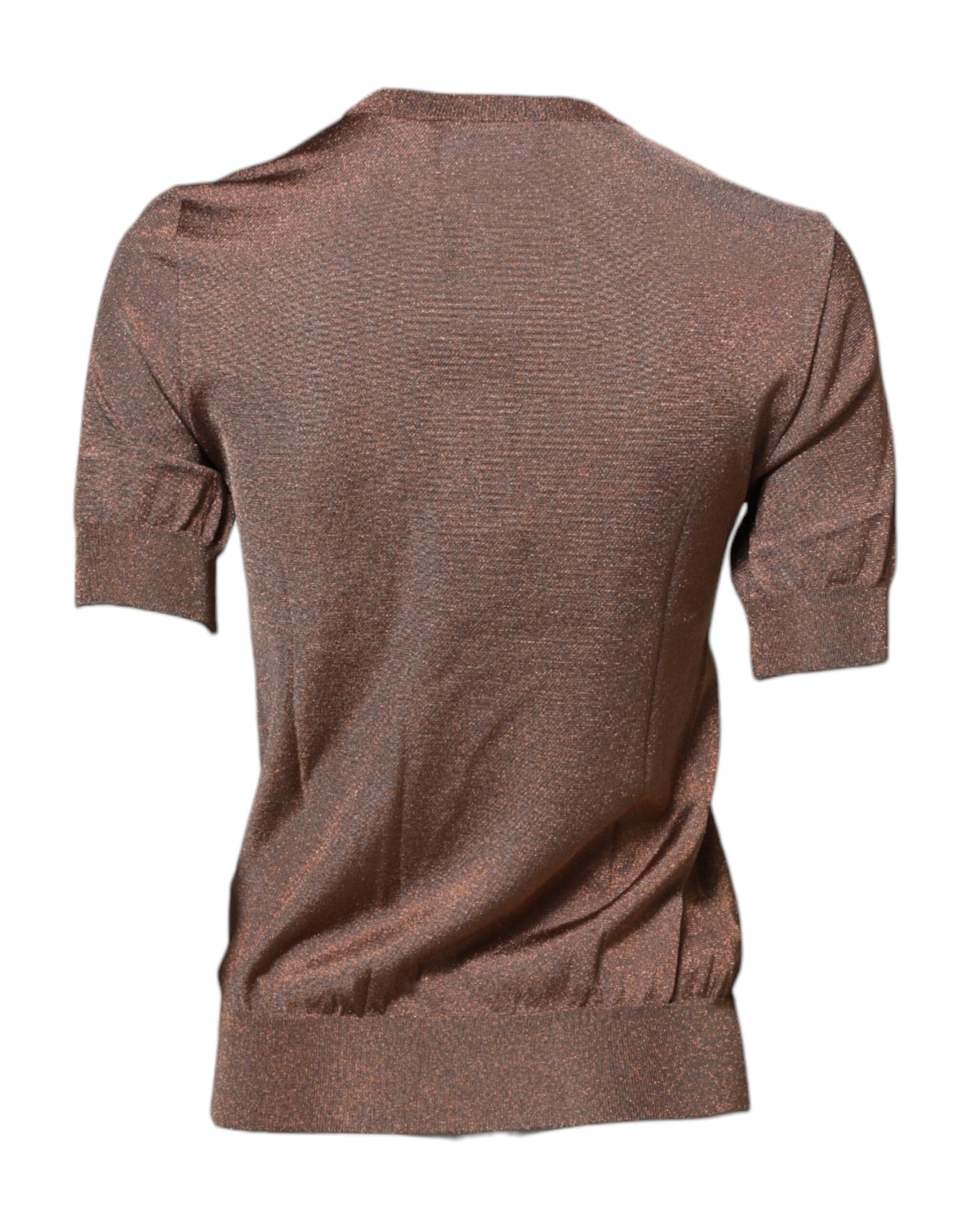 Dolce & Gabbana Brown Lily Embellished Round Neck Blouse Top | Regal Royce