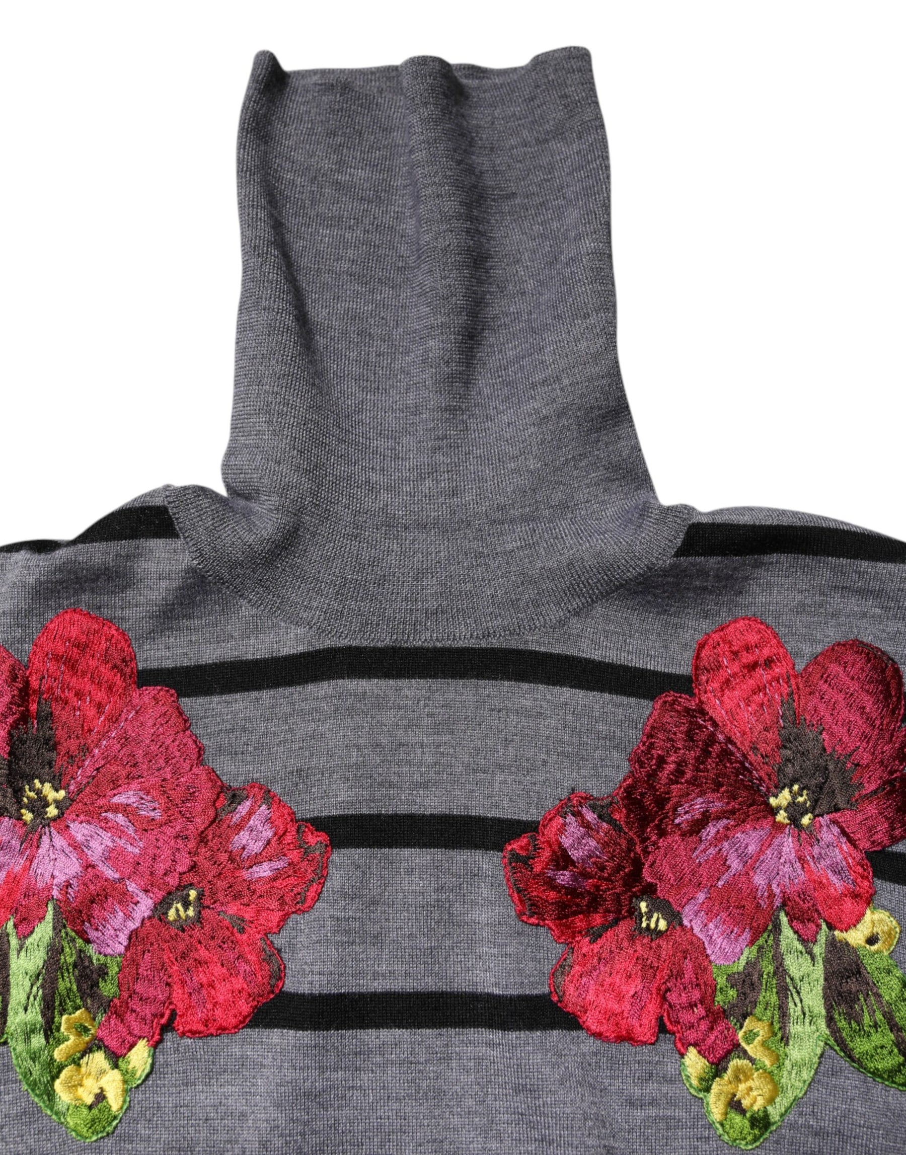 Dolce & Gabbana Gray Floral Embroidery Pullover Sweater | Regal Royce