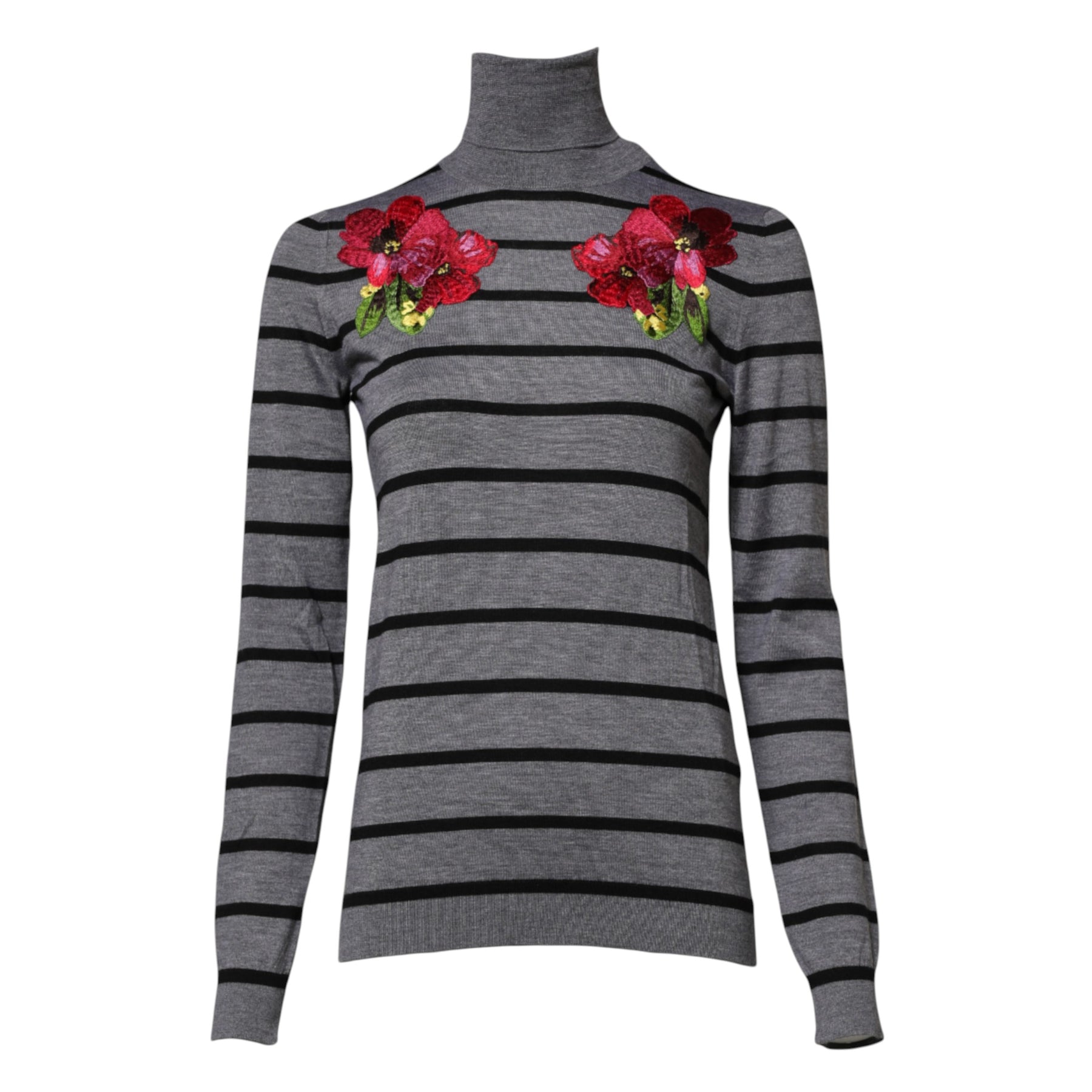 Dolce & Gabbana Gray Floral Embroidery Pullover Sweater | Regal Royce