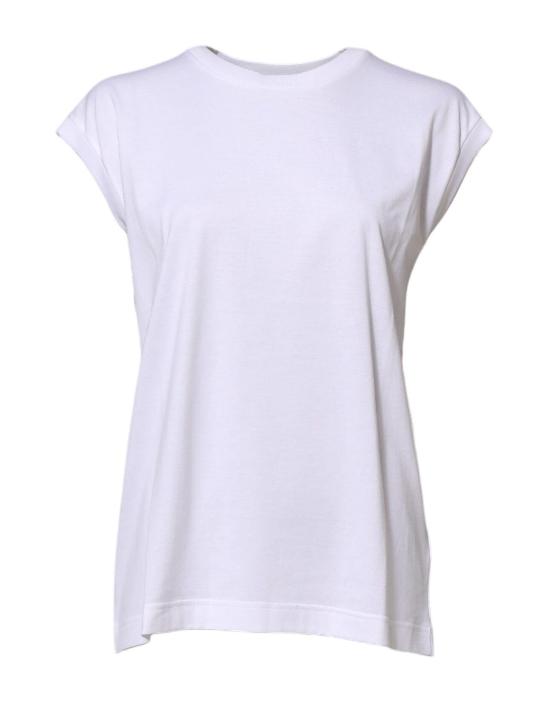 Dolce & Gabbana White Cotton Sleeveless Women Tank T-shirt | Regal Royce