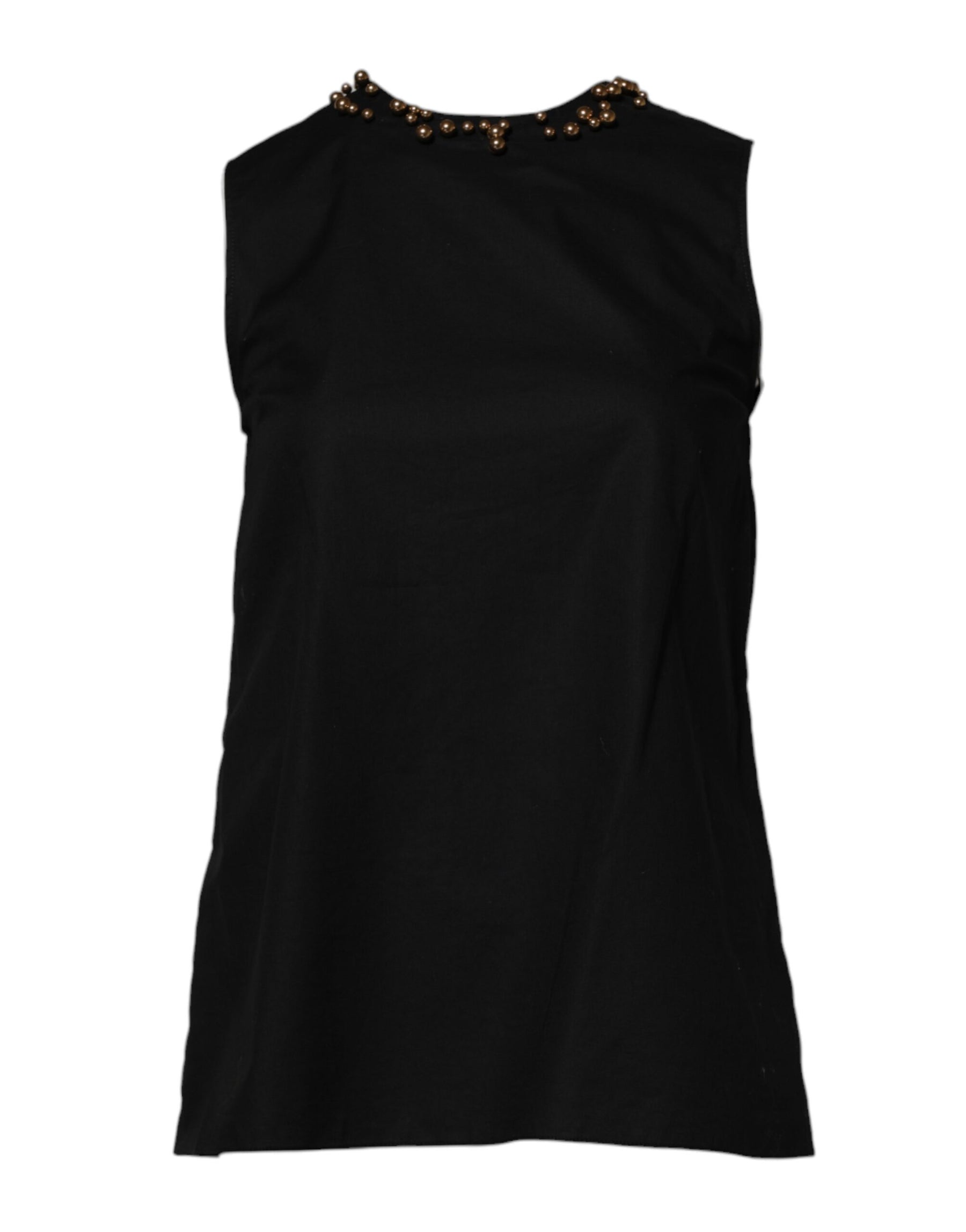 Boutique Moschino Black Cotton Sleeveless Women Tank T-shirt | Regal Royce