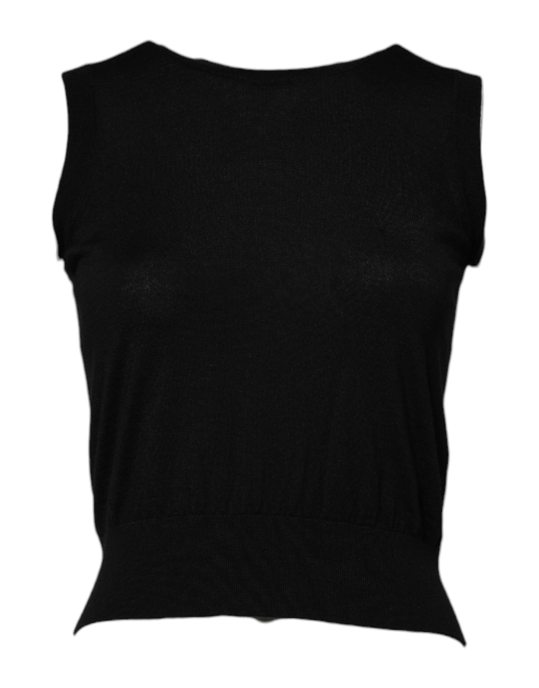 Dolce & Gabbana Black Cashmere Sleeveless Women Tank T-shirt | Regal Royce