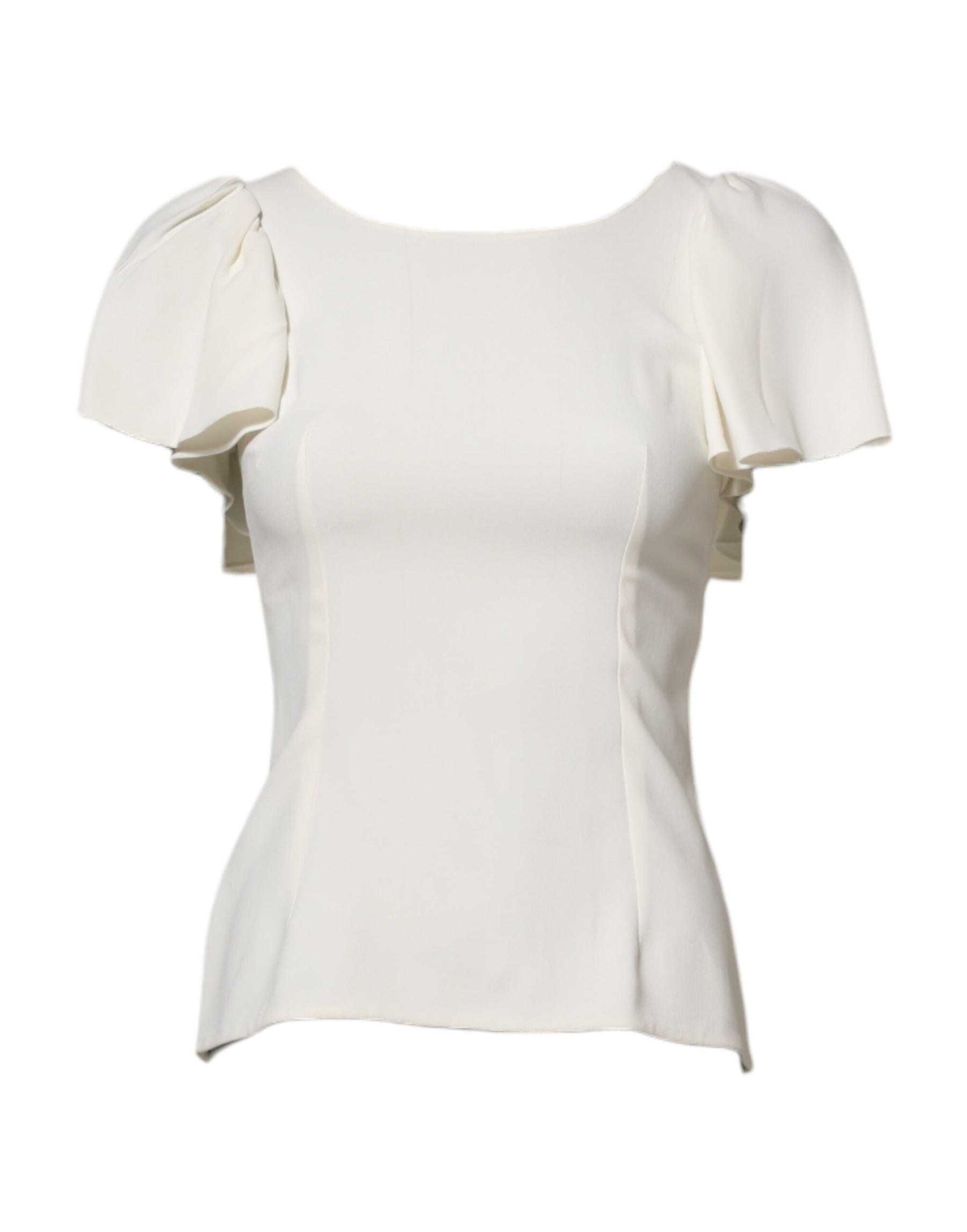 Dolce & Gabbana White Round Neck Short Sleeves Blouse Top | Regal Royce