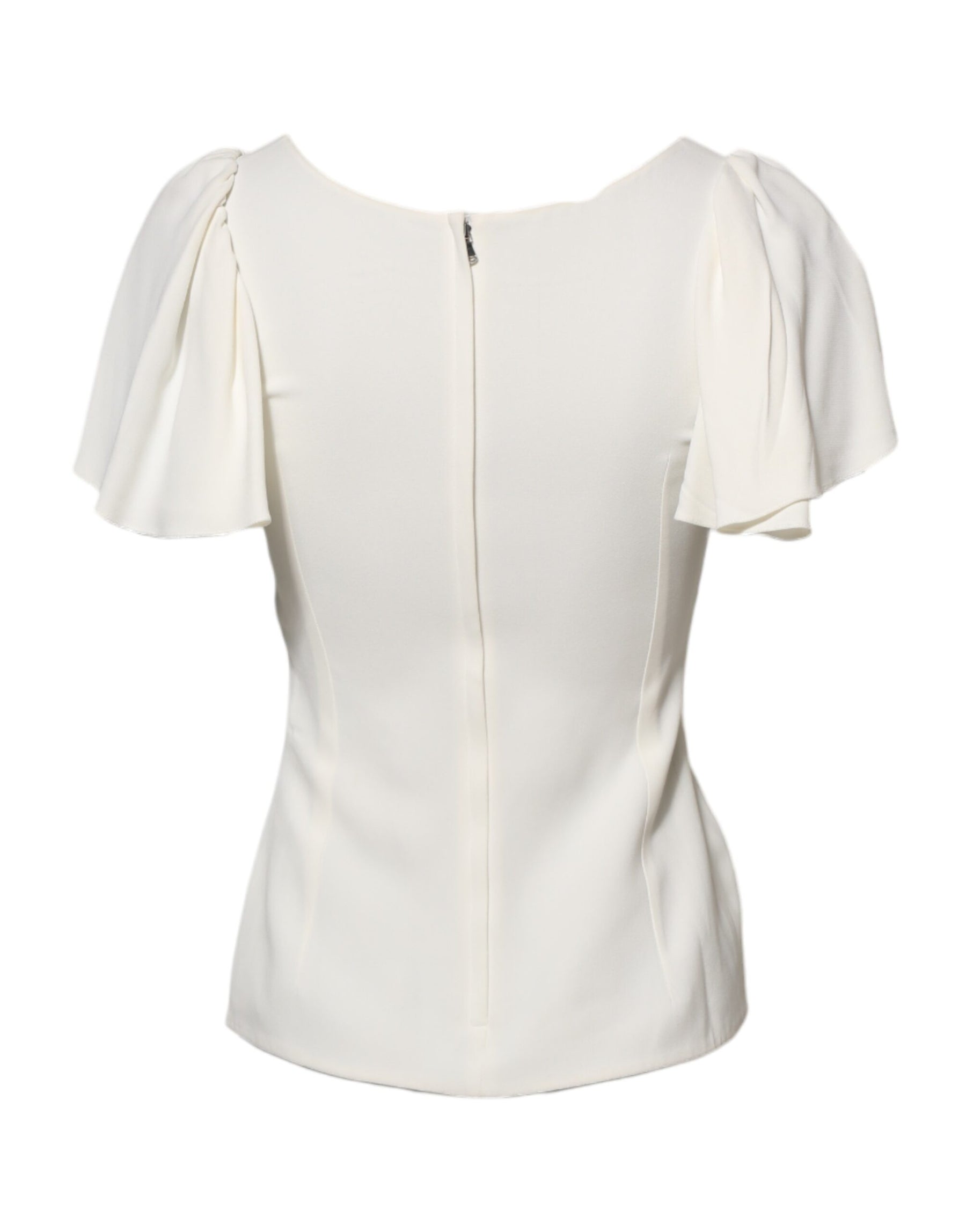 Dolce & Gabbana White Round Neck Short Sleeves Blouse Top | Regal Royce