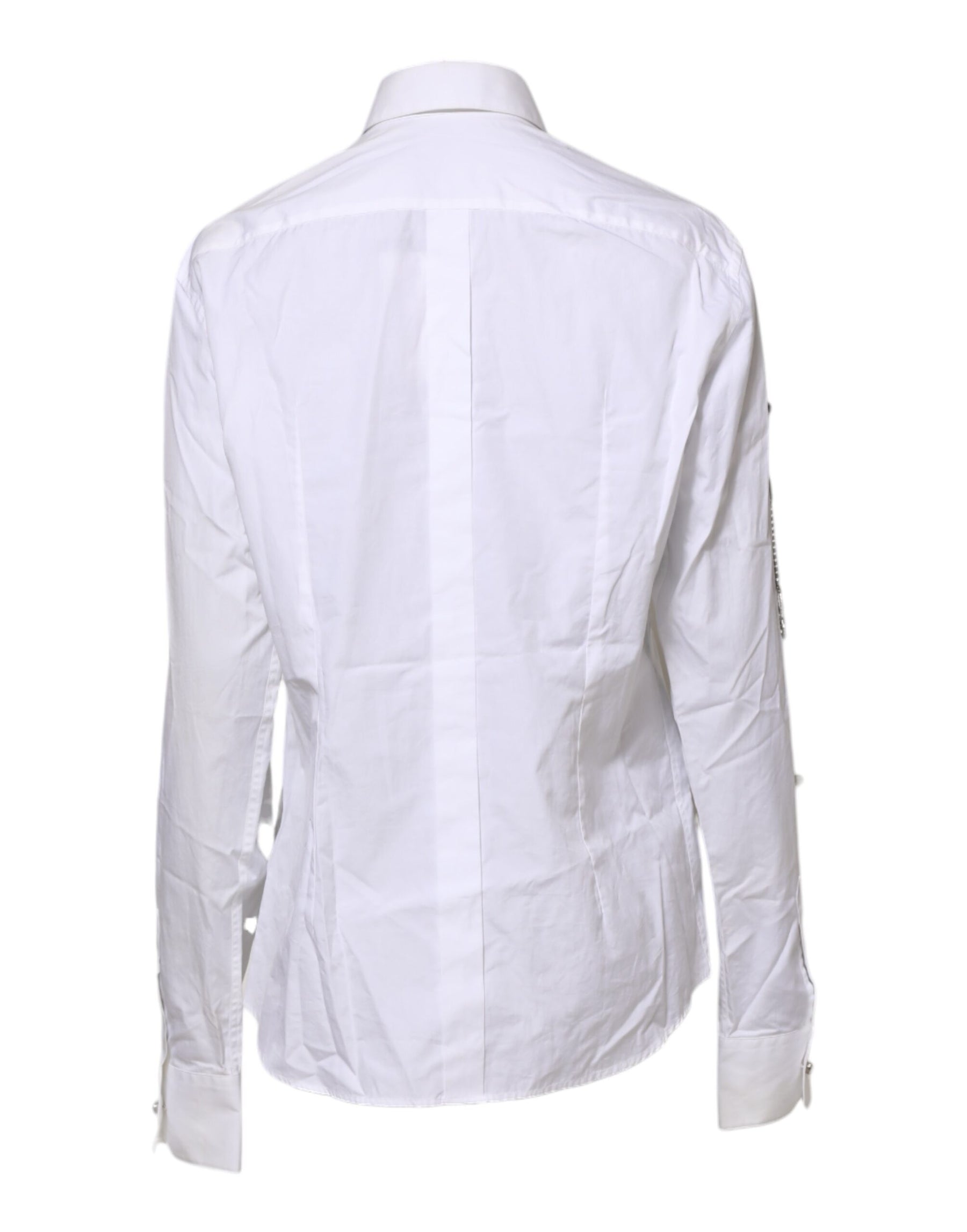 Dolce & Gabbana White Crystal Embellished Collared Shirt Top | Regal Royce