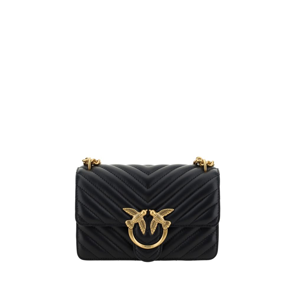 PINKO Black Calf Leather Bos Taurus Shoulder Bag | Regal Royce