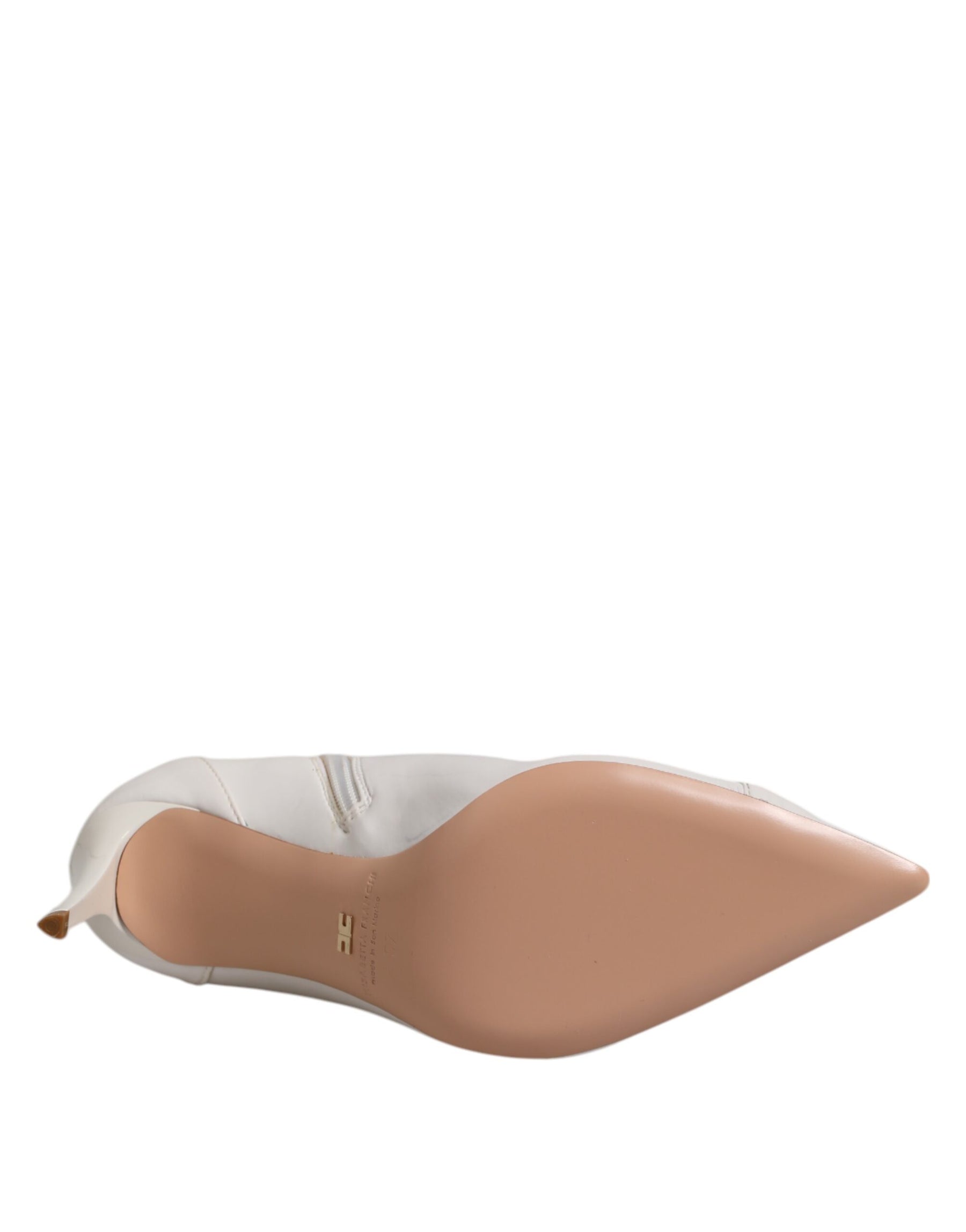 Elisabetta Franchi White Stiletto Heels Mid Calf Boots Shoes | Regal Royce