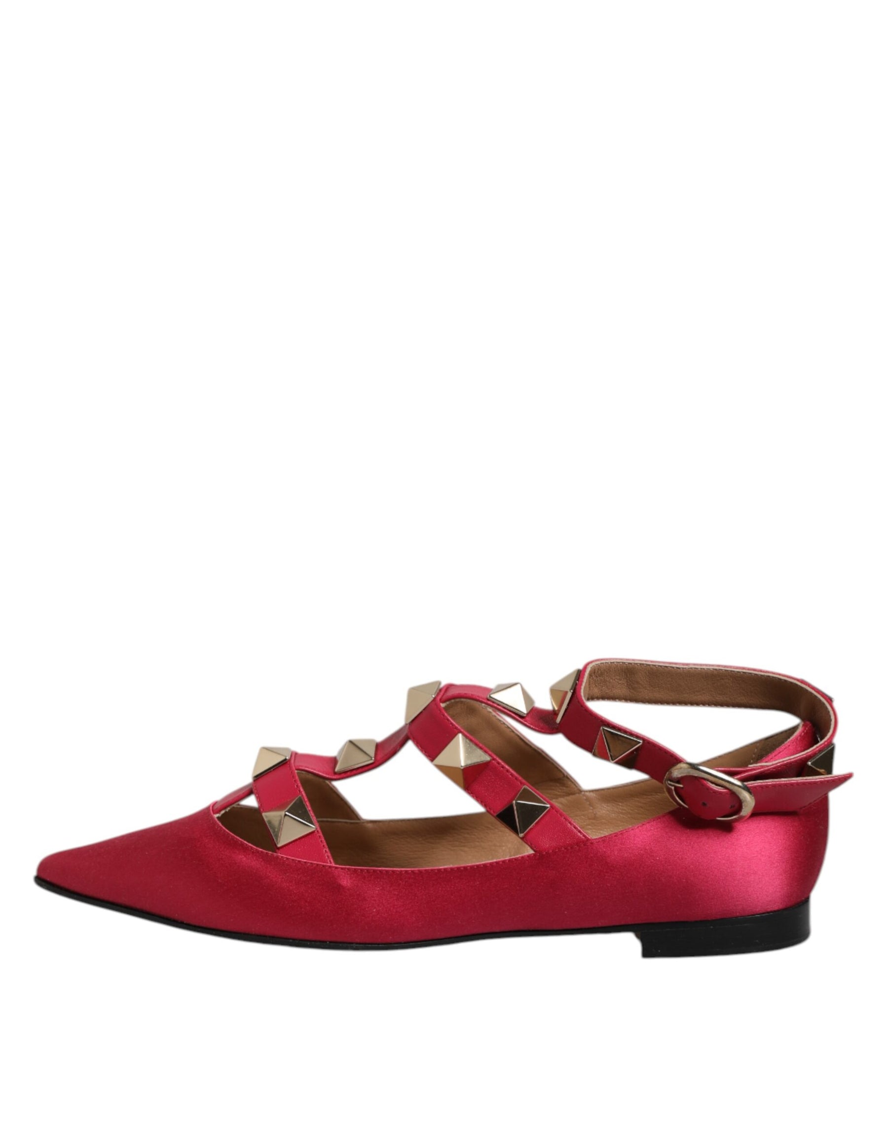 Prosperine Red Gold Studded Pointed Toe Ballet Flats Shoes | Regal Royce