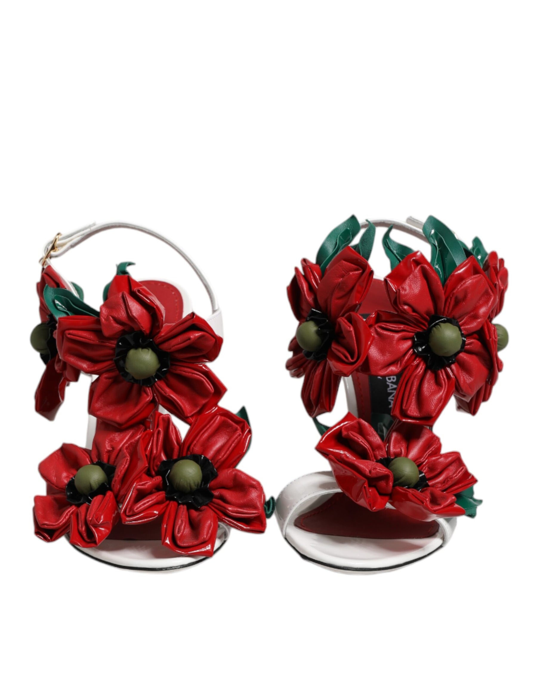 Dolce & Gabbana White Leather Floral Detailing Sandals Shoes | Regal Royce