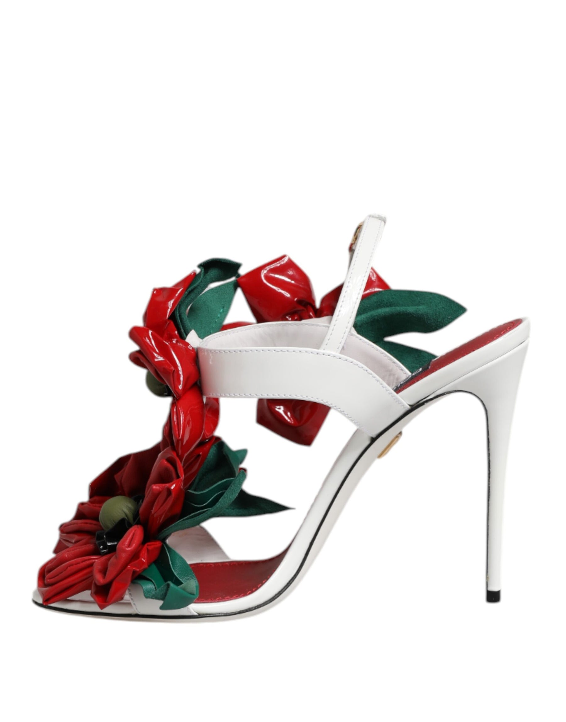 Dolce & Gabbana White Leather Floral Detailing Sandals Shoes | Regal Royce