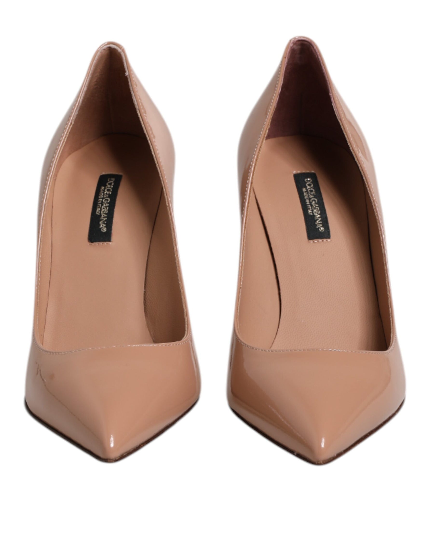 Dolce & Gabbana Beige Patent Leather Stiletto Heel Pump Shoes | Regal Royce