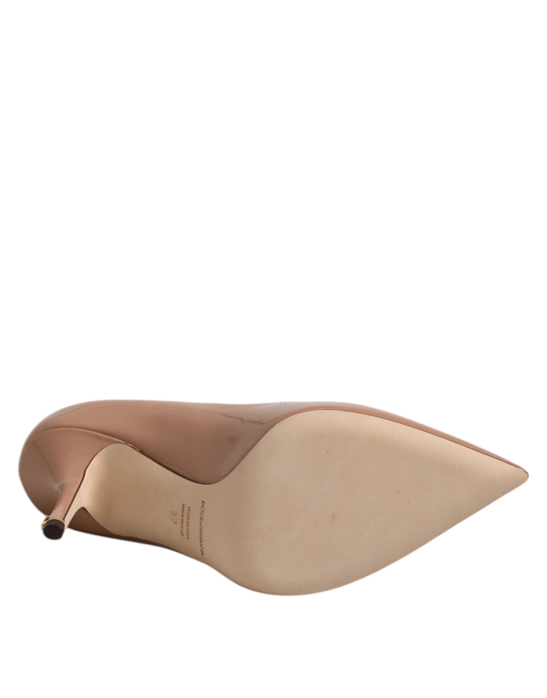 Dolce & Gabbana Beige Patent Leather Stiletto Heel Pump Shoes | Regal Royce