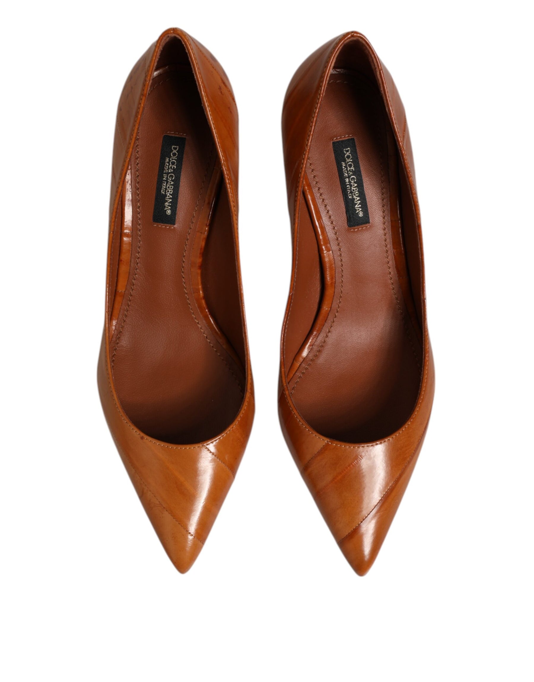 Dolce & Gabbana Brown Leather Stiletto Heel Pumps Shoes | Regal Royce